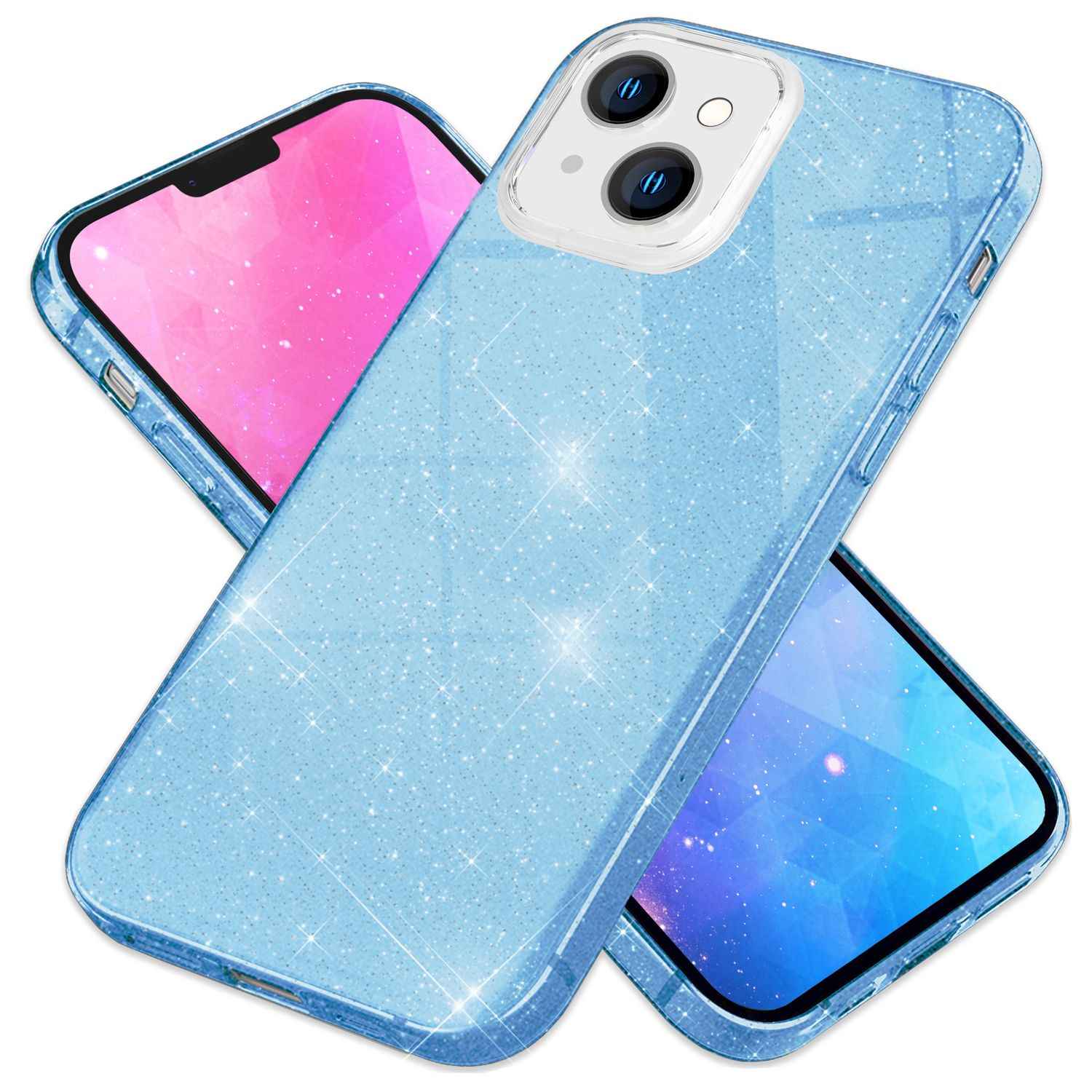 Hülle für iPhone 14 Plus - Glitzer Cover Hybrid Silikon Handyhülle Glitter Case