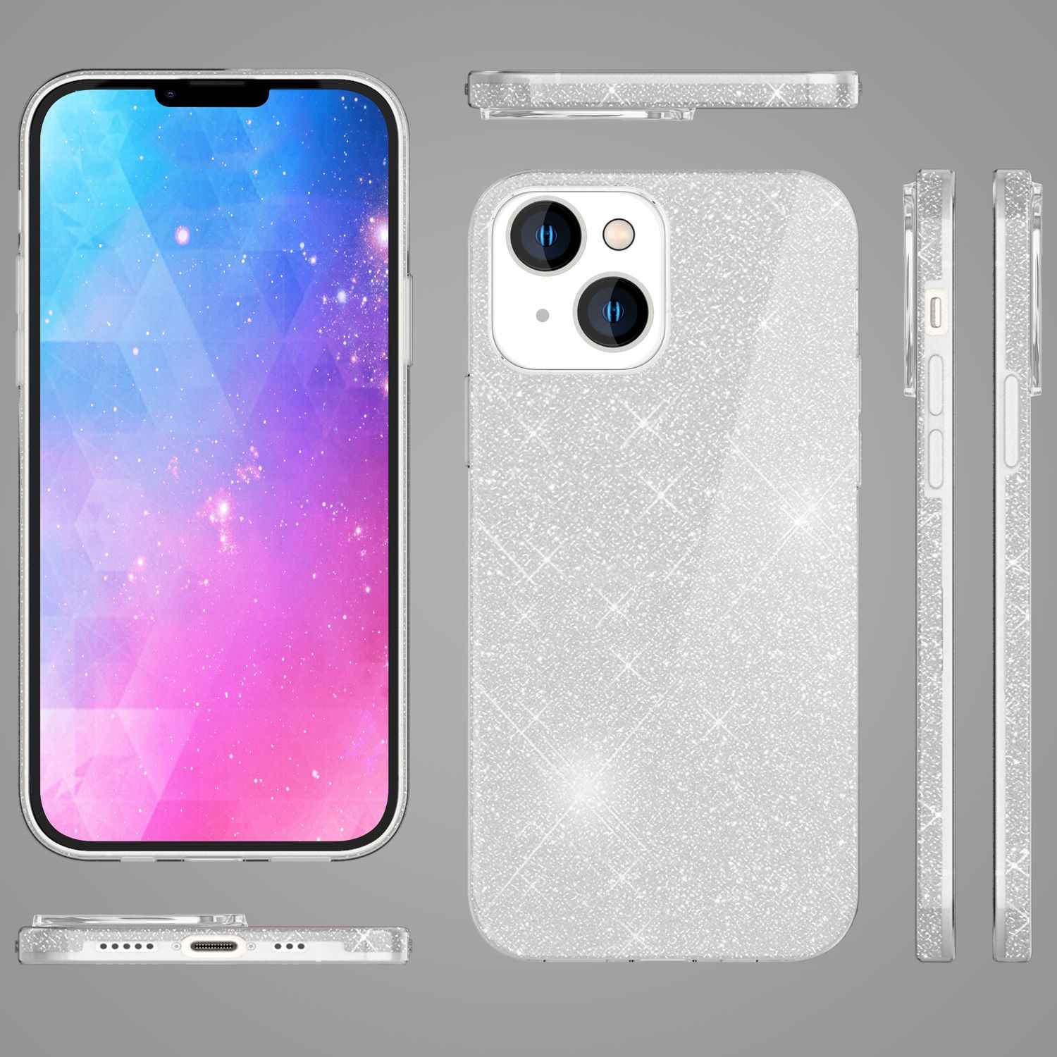Hülle für iPhone 14 Plus - Glitzer Cover Hybrid Silikon Handyhülle Glitter Case