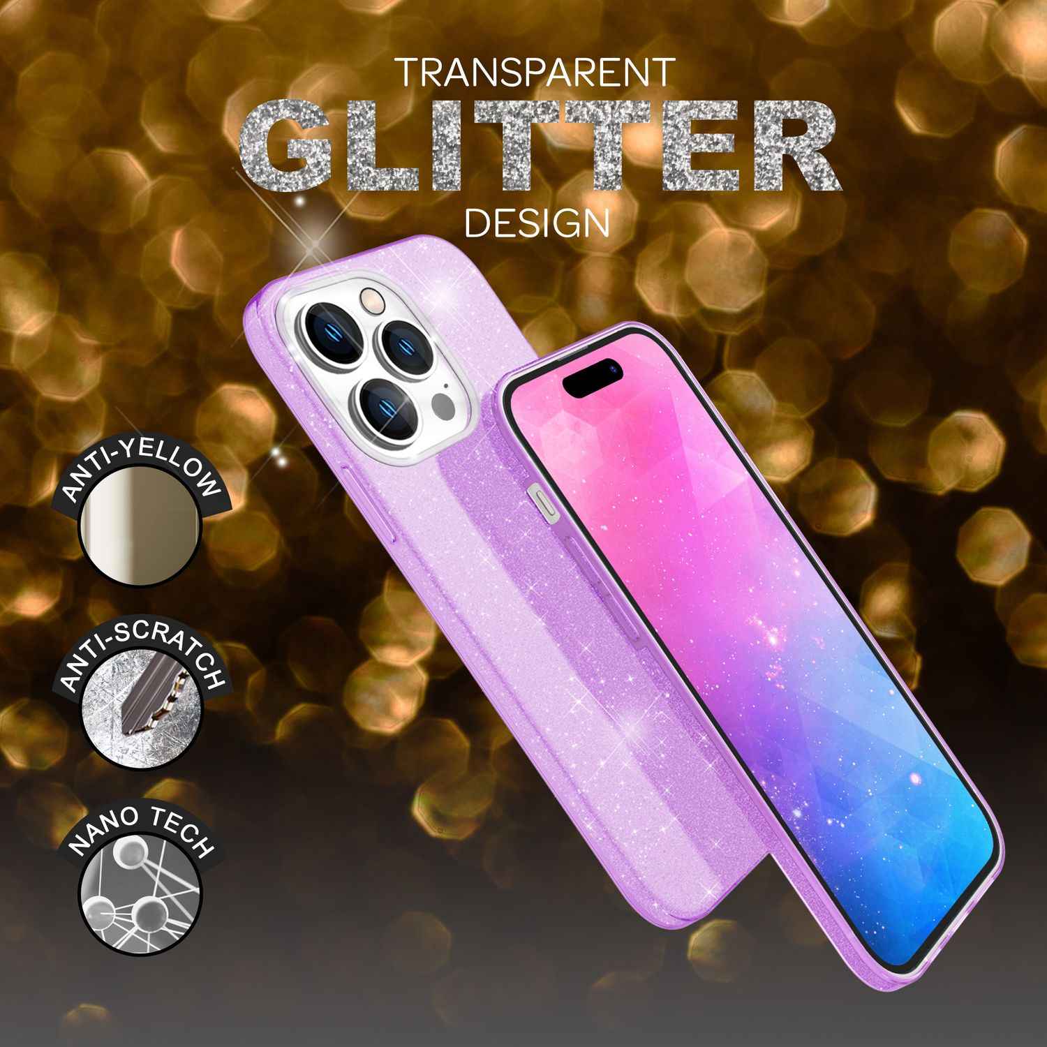 Hülle für iPhone 14 Pro Max - Glitzer Silikon Handyhülle Diamant Glitter Case