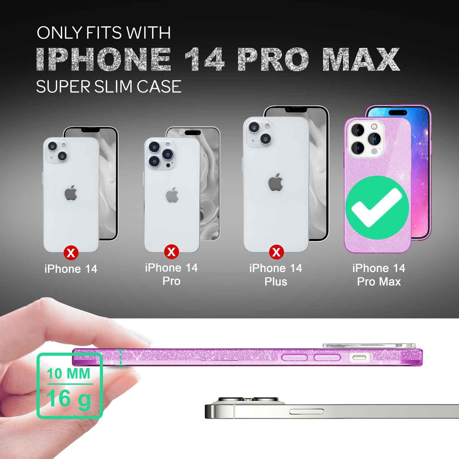 Hülle für iPhone 14 Pro Max - Glitzer Silikon Handyhülle Diamant Glitter Case