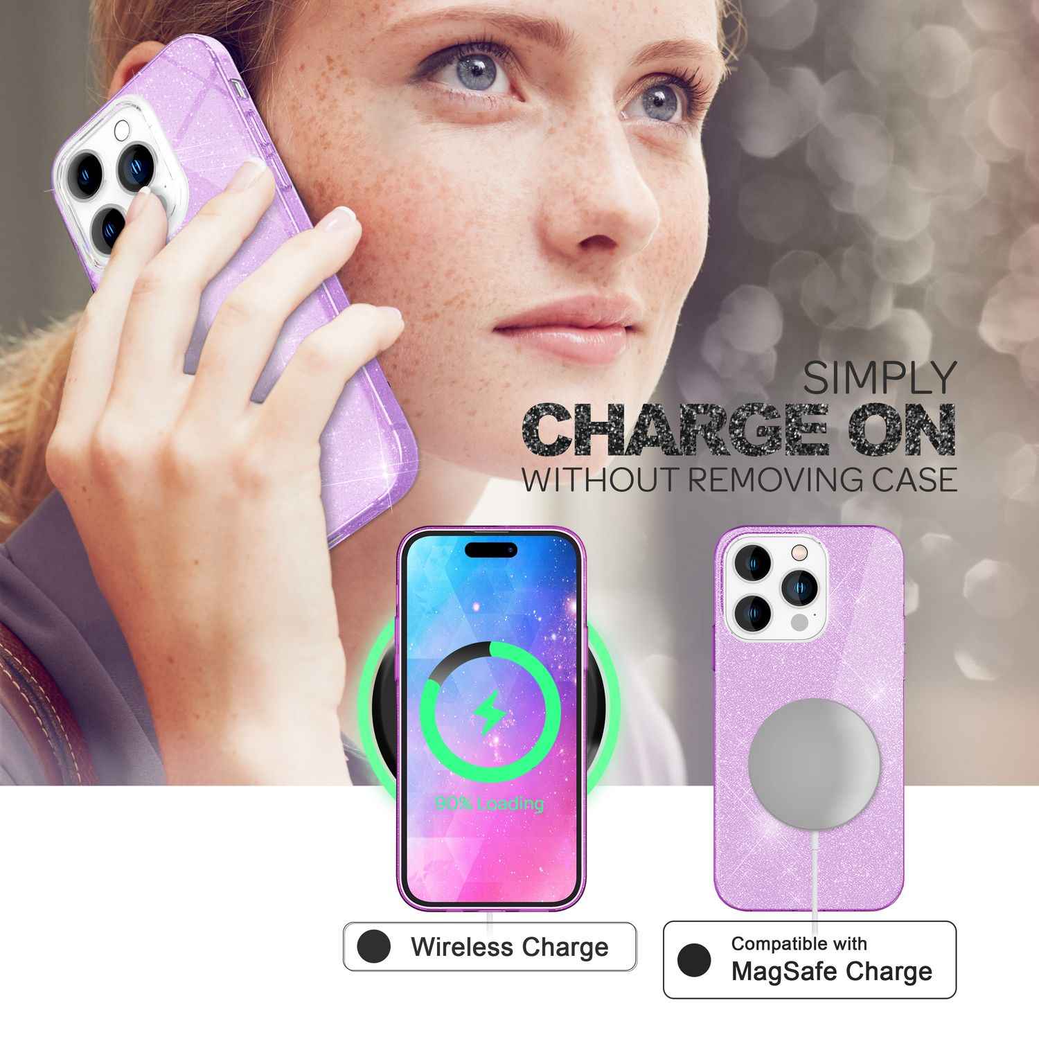 Hülle für iPhone 14 Pro Max - Glitzer Silikon Handyhülle Diamant Glitter Case