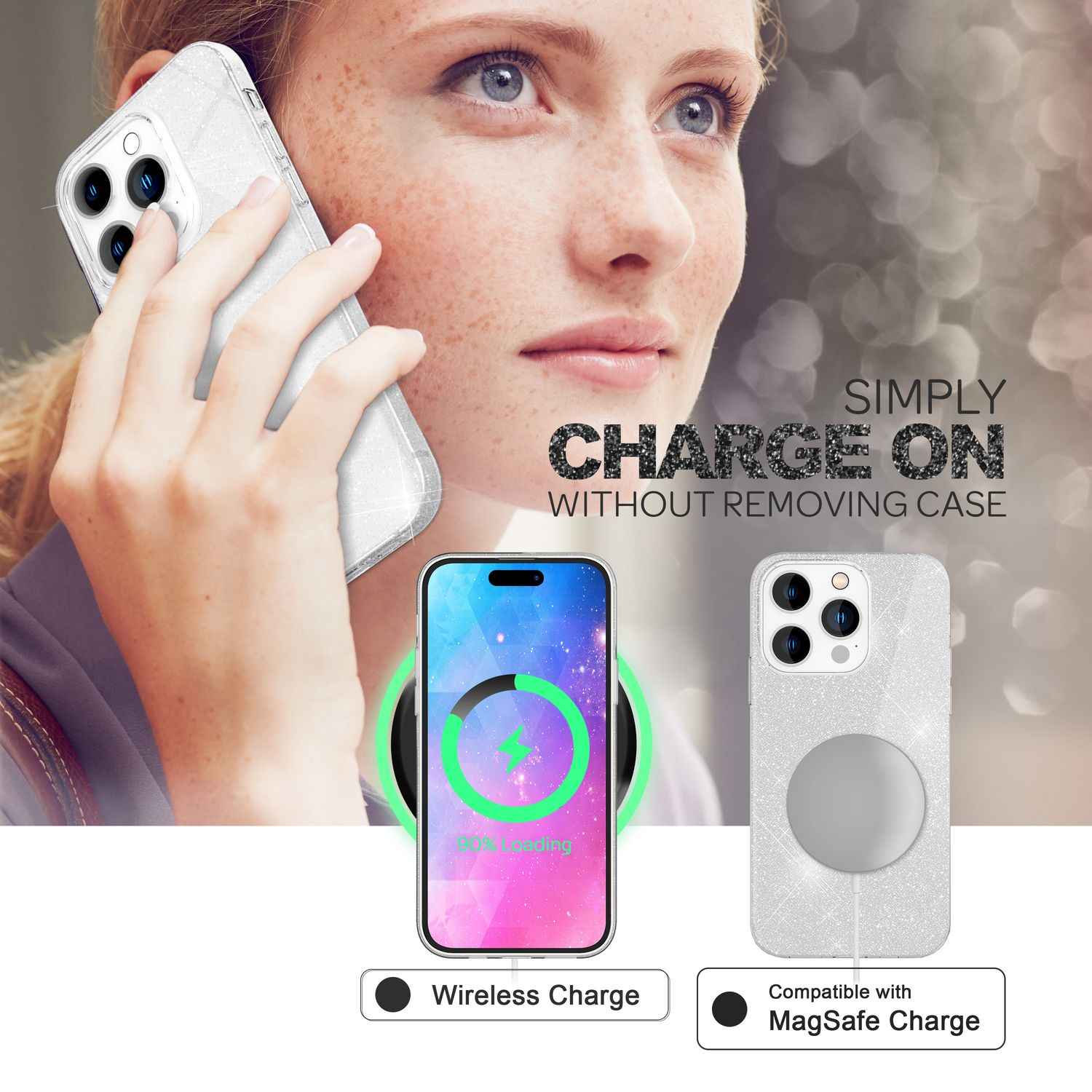 Hülle für iPhone 14 Pro Max - Glitzer Silikon Handyhülle Diamant Glitter Case