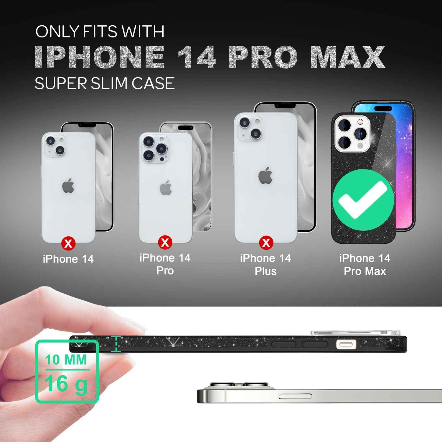 Hülle für iPhone 14 Pro Max - Glitzer Silikon Handyhülle Diamant Glitter Case
