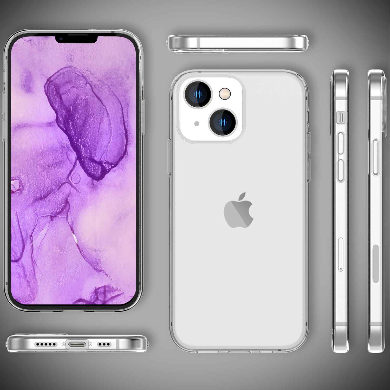 360° Hülle für iPhone 14 Plus - Klar Transparent Full Cover Case Display Schutz