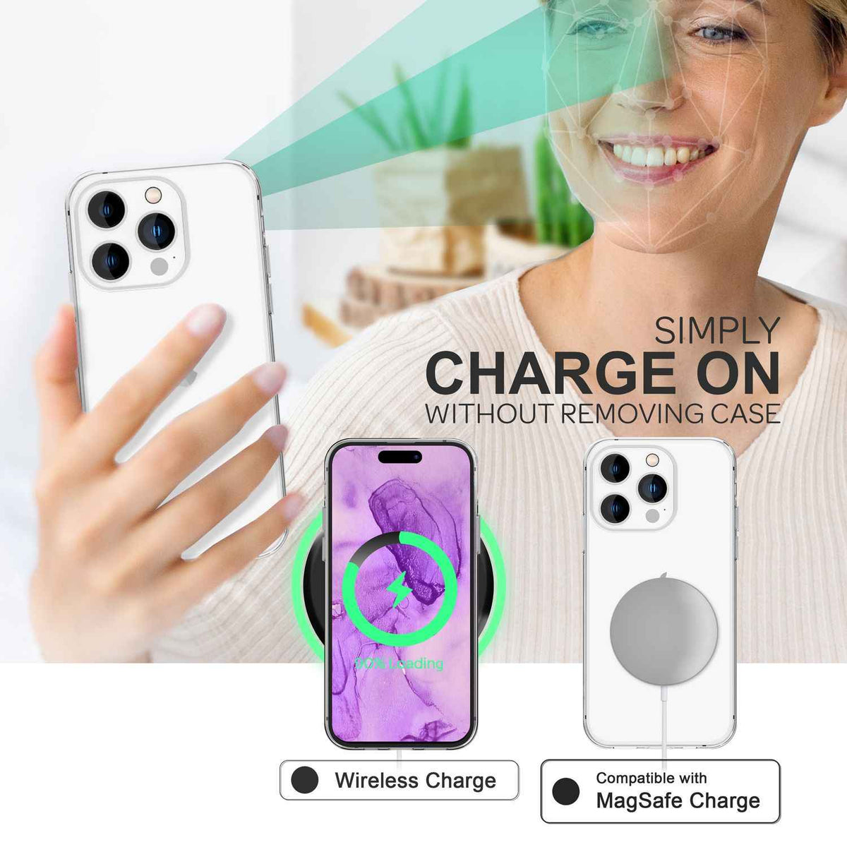 360° Hülle für iPhone 14 Pro - Klar Transparent Full Cover Case Display Schutz