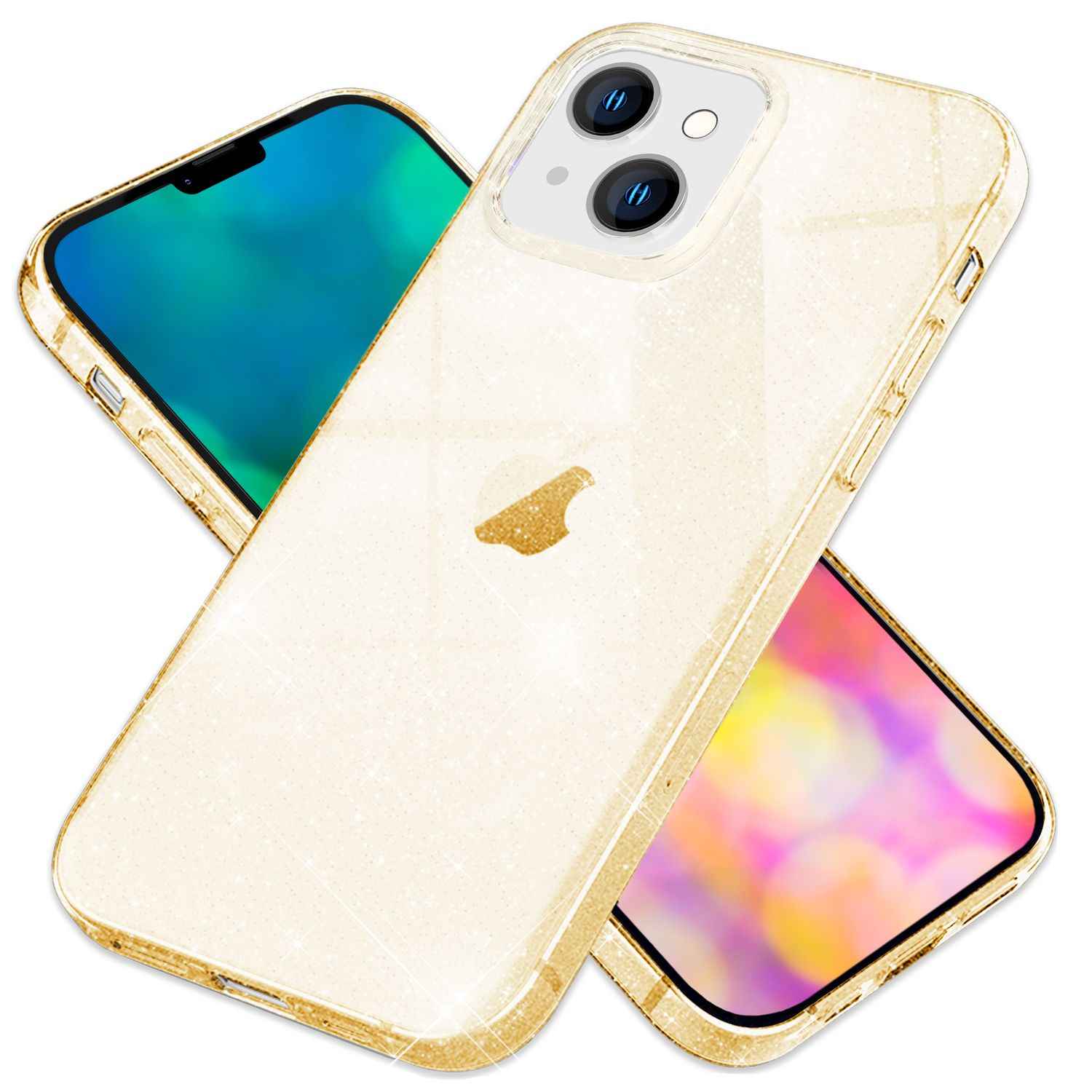Für iPhone 14 Plus Hülle Glitzer Handyhülle Durchsichtig Glitter Cover Etui Case