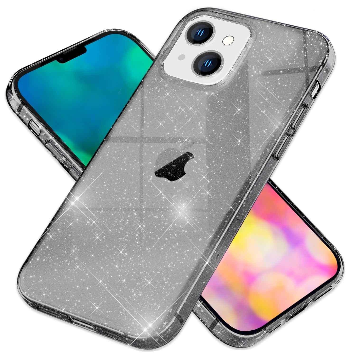 Für iPhone 14 Plus Hülle Glitzer Handyhülle Durchsichtig Glitter Cover Etui Case