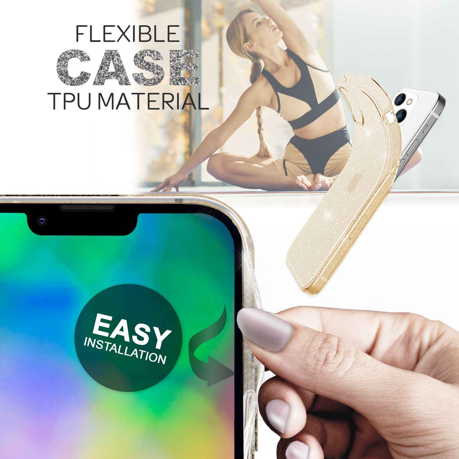 Für iPhone 14 Plus Hülle Glitzer Handyhülle Durchsichtig Glitter Cover Etui Case