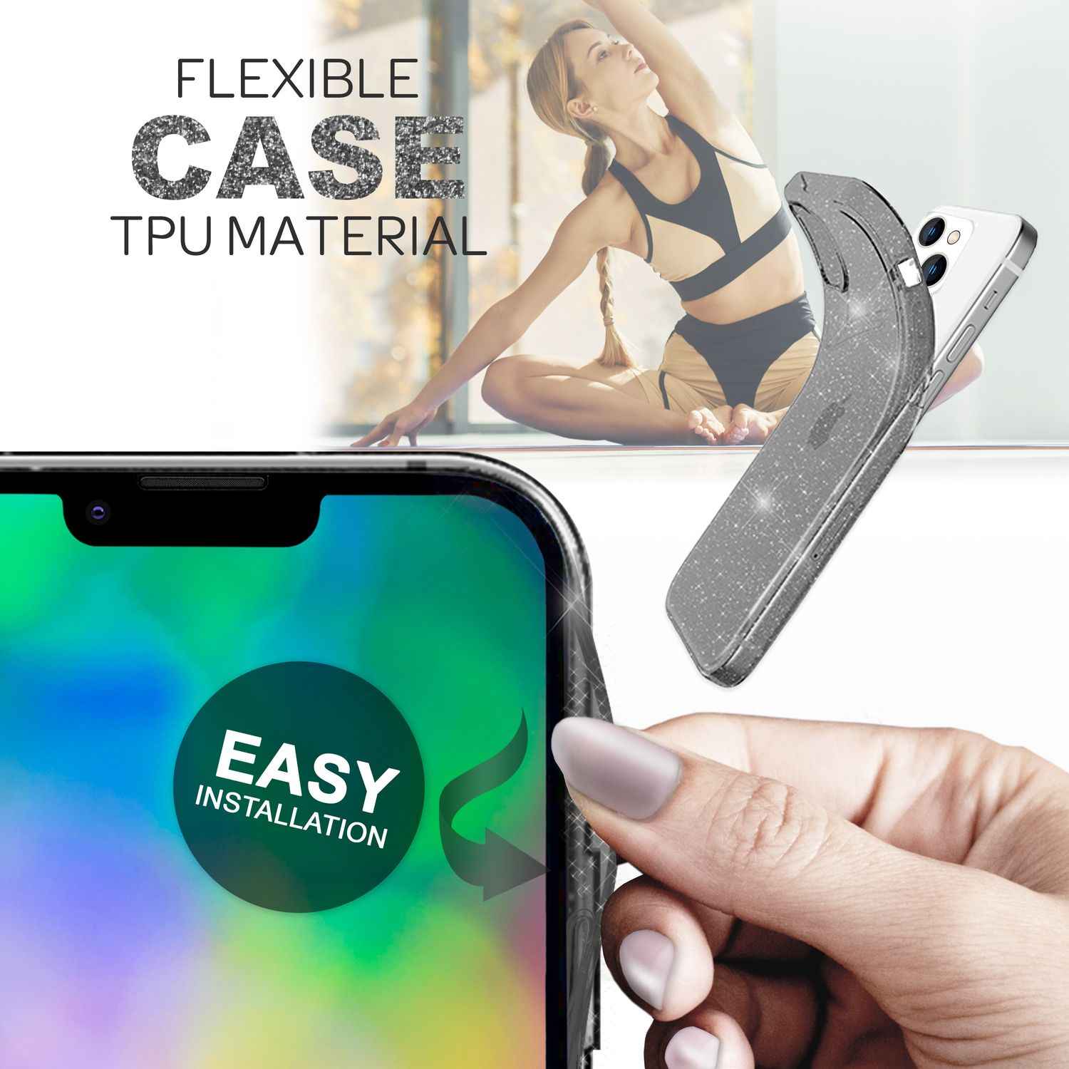 Für iPhone 14 Plus Hülle Glitzer Handyhülle Durchsichtig Glitter Cover Etui Case