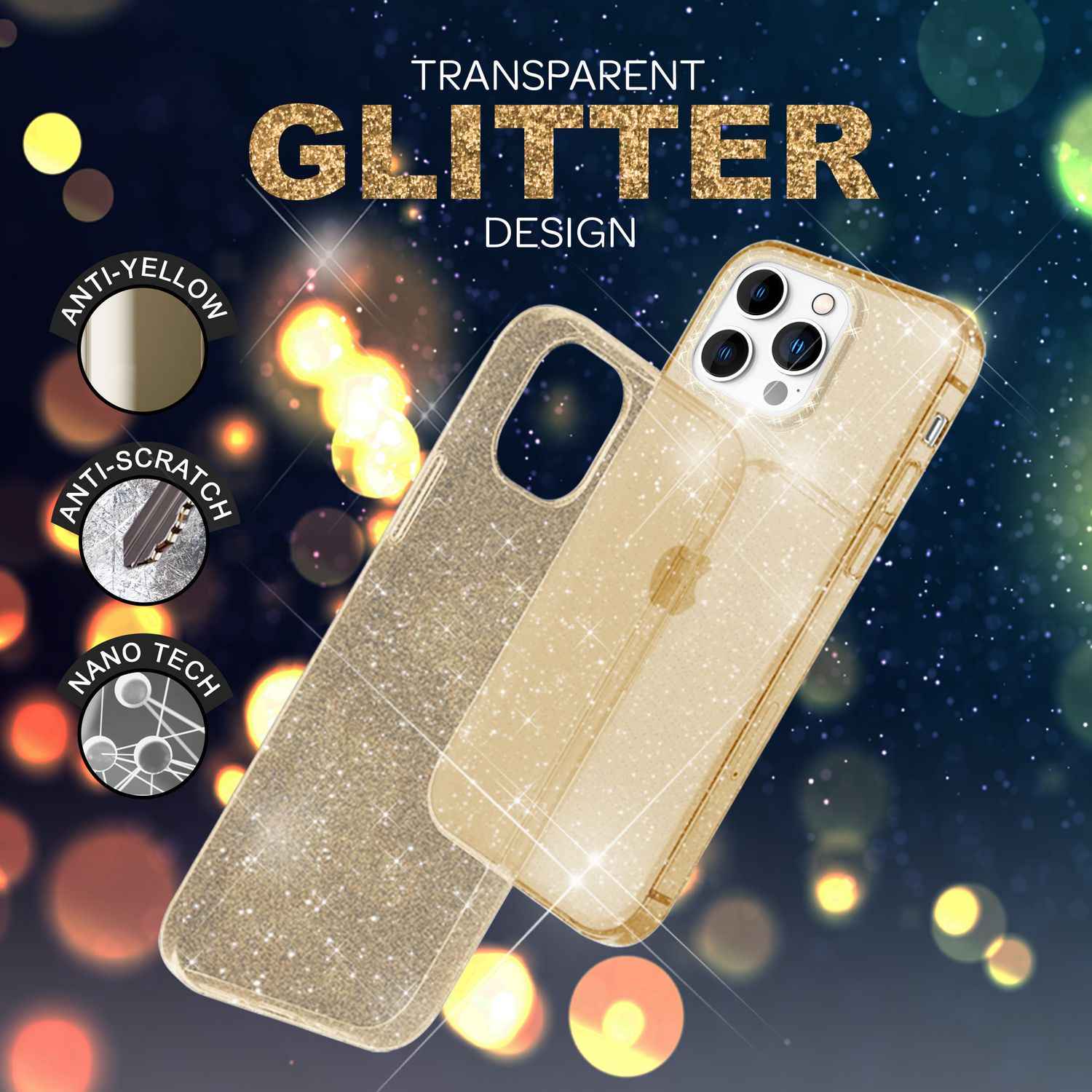 Hülle für iPhone 14 Pro Max - Glitzer Handyhülle Durchsichtig Bling Glitter Case