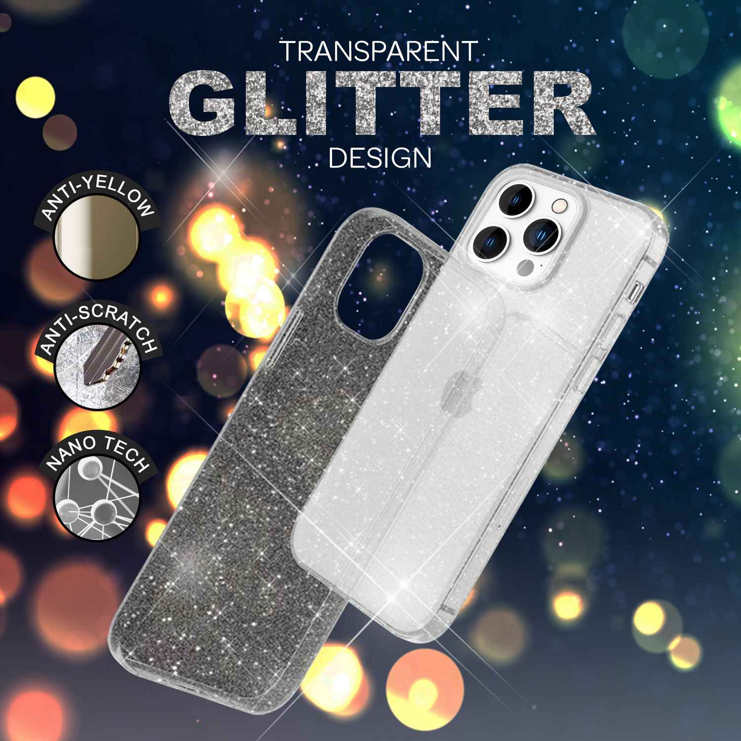Hülle für iPhone 14 Pro Max - Glitzer Handyhülle Durchsichtig Bling Glitter Case