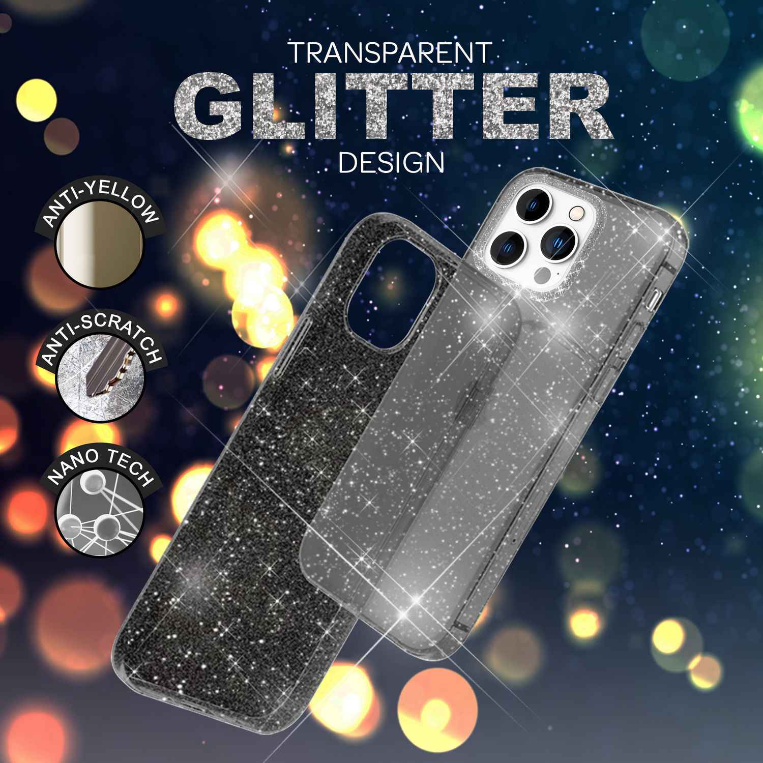 Hülle für iPhone 14 Pro Max - Glitzer Handyhülle Durchsichtig Bling Glitter Case