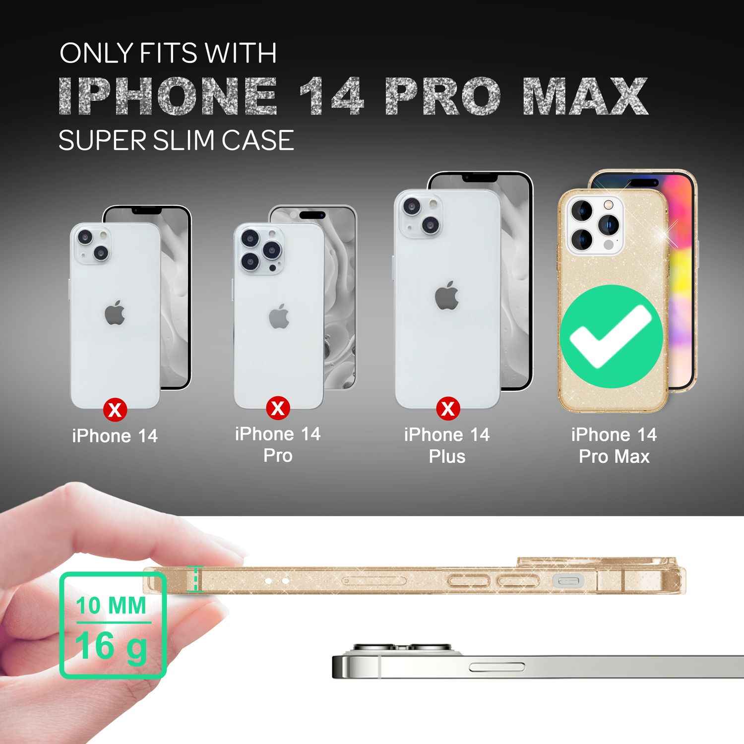 Hülle für iPhone 14 Pro Max - Glitzer Handyhülle Durchsichtig Bling Glitter Case