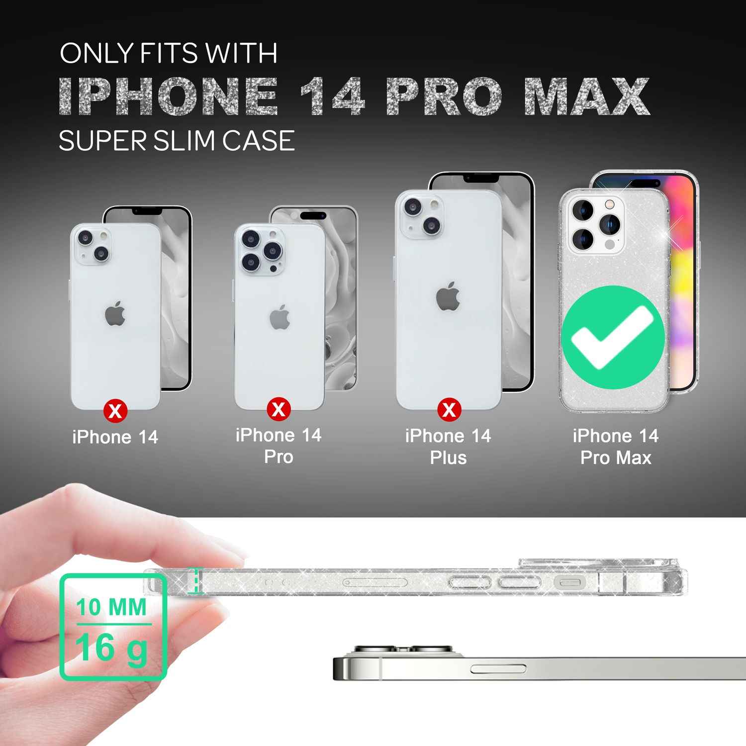 Hülle für iPhone 14 Pro Max - Glitzer Handyhülle Durchsichtig Bling Glitter Case