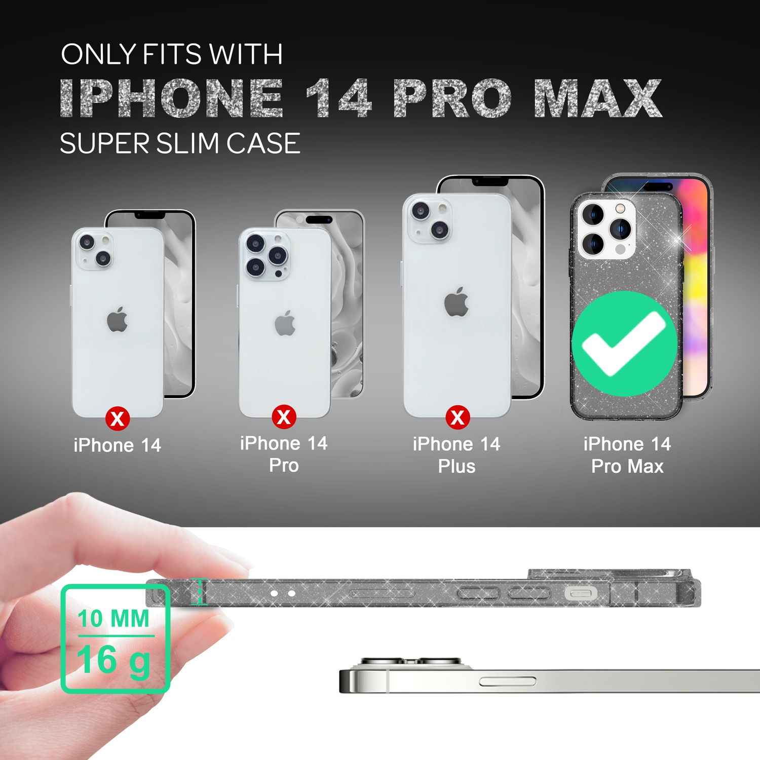 Hülle für iPhone 14 Pro Max - Glitzer Handyhülle Durchsichtig Bling Glitter Case