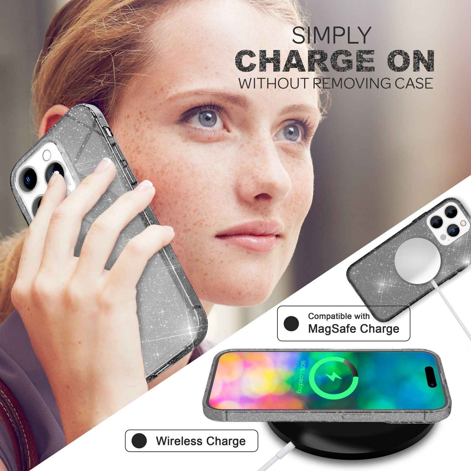 Hülle für iPhone 14 Pro Max - Glitzer Handyhülle Durchsichtig Bling Glitter Case
