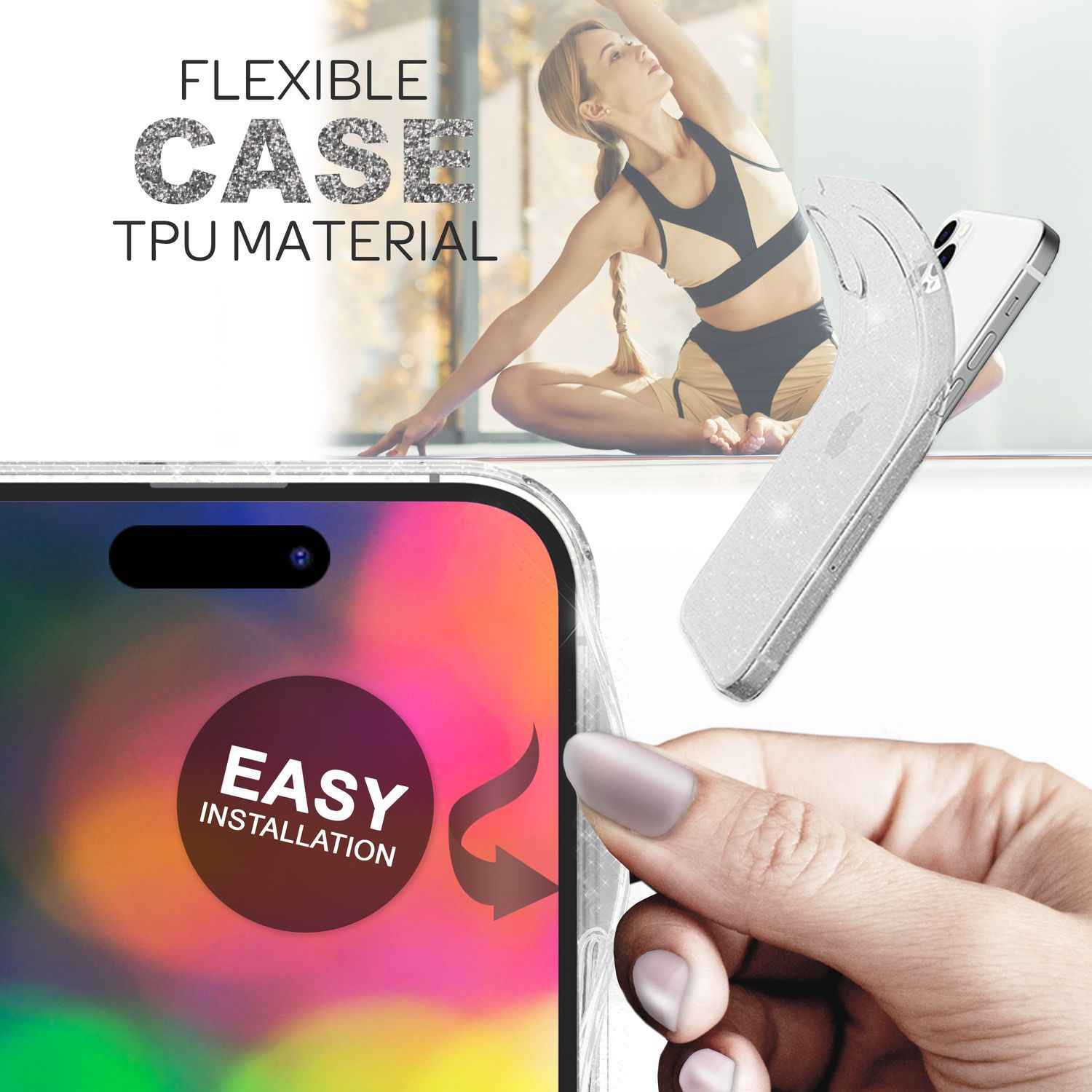 Hülle für iPhone 14 Pro Max - Glitzer Handyhülle Durchsichtig Bling Glitter Case