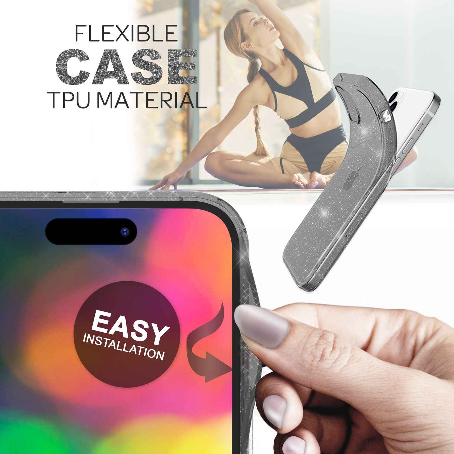 Hülle für iPhone 14 Pro Max - Glitzer Handyhülle Durchsichtig Bling Glitter Case