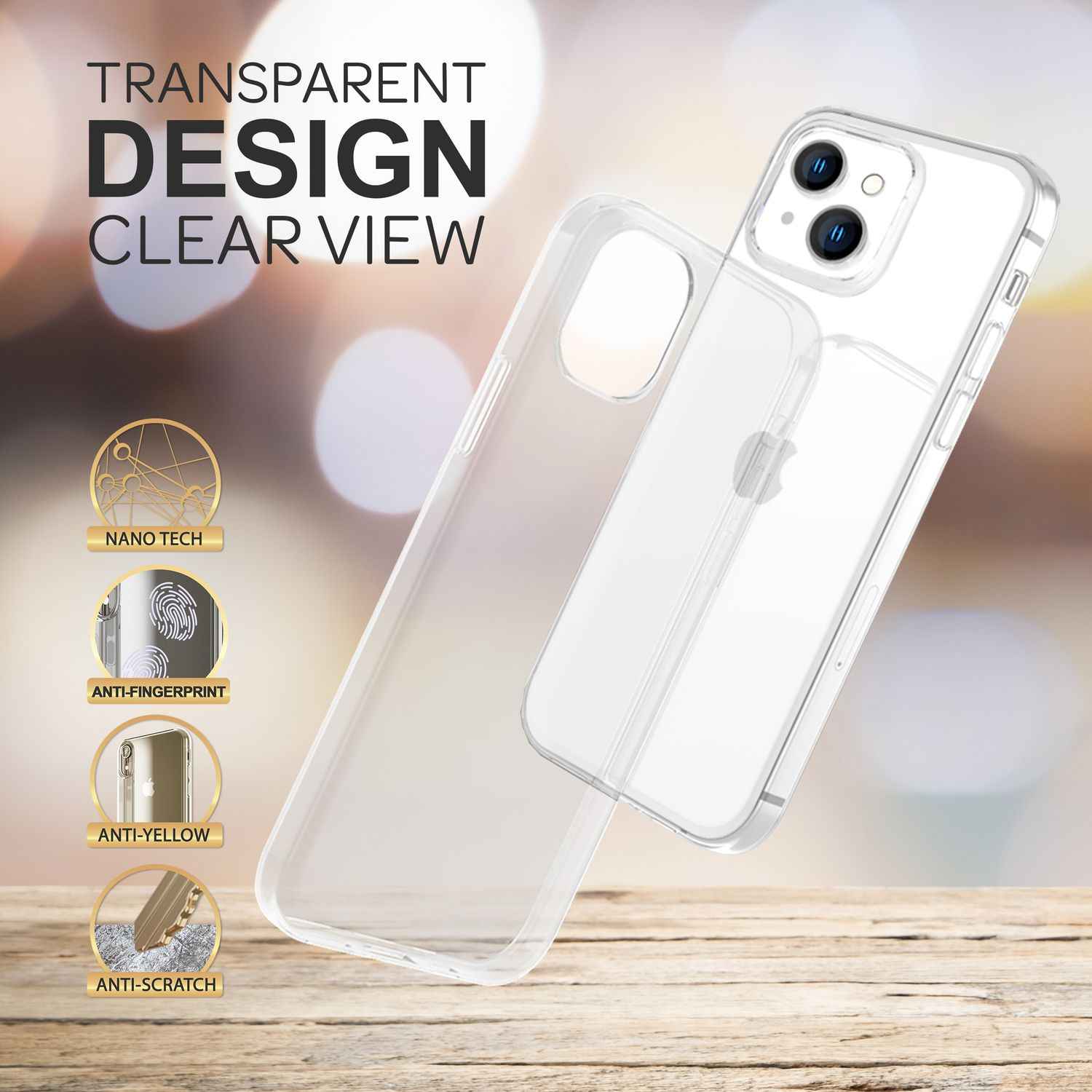 Hülle für iPhone 14 Plus - Klar Durchsichtig Anti-Gelb Clear Case TPU Handyhülle