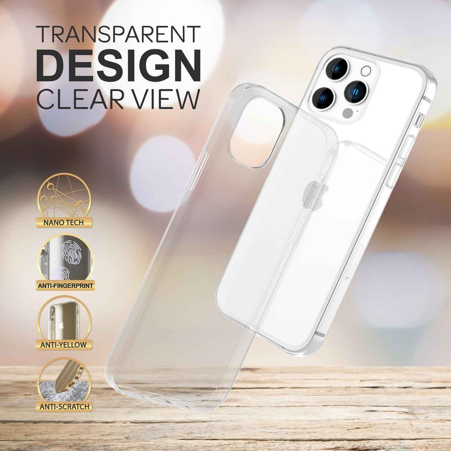 Hülle für iPhone 14 Pro Max - Klar Durchsichtig Anti-Gelb Handyhülle Clear Case