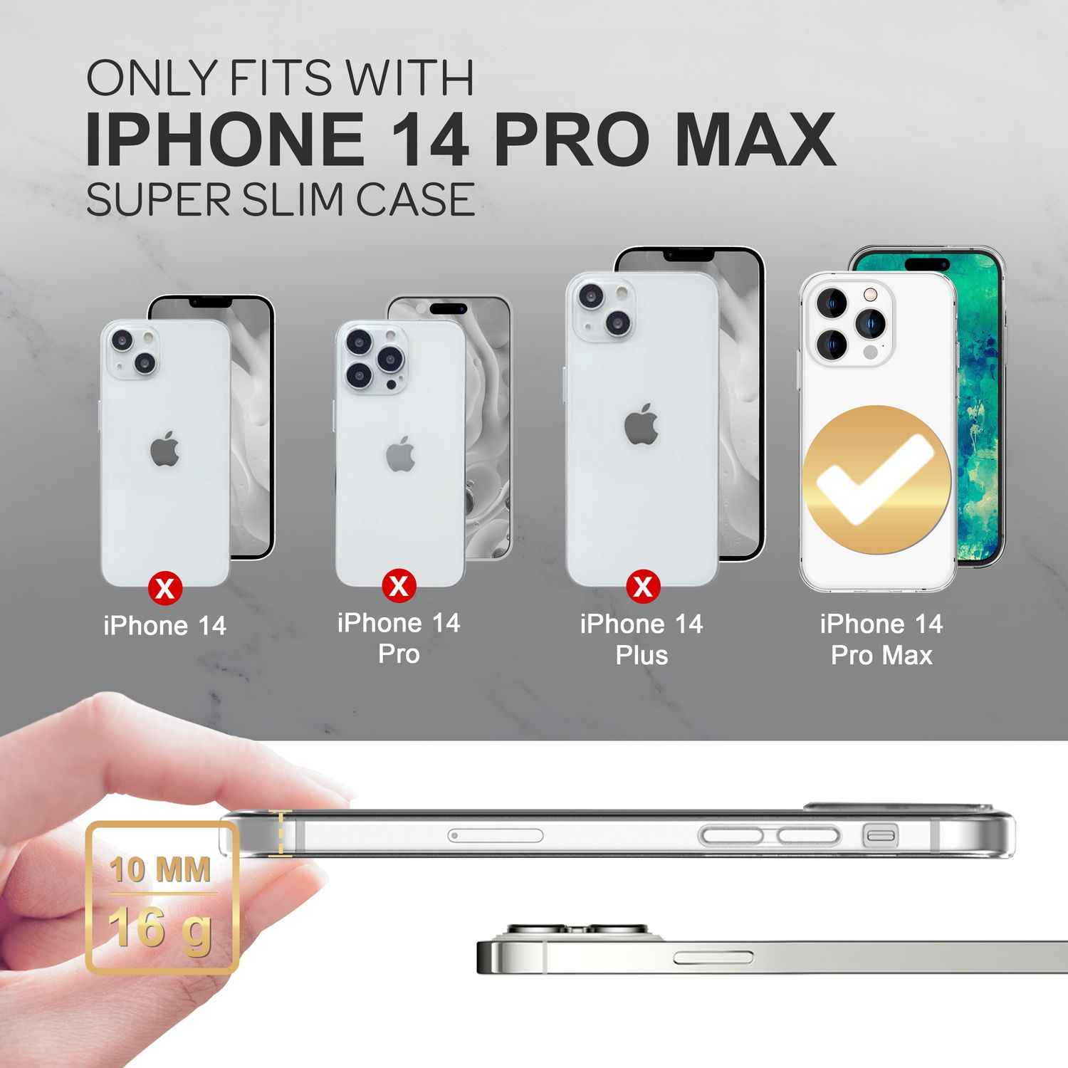 Hülle für iPhone 14 Pro Max - Klar Durchsichtig Anti-Gelb Handyhülle Clear Case