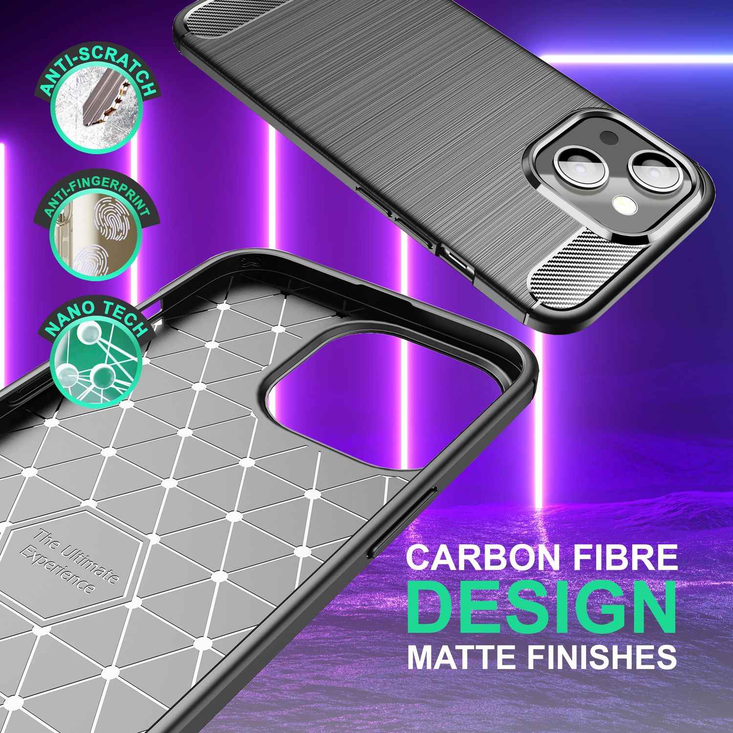 Für iPhone 14 Plus Hülle Carbon Look Schwarz Rutschfest Handyhülle Schutzhülle