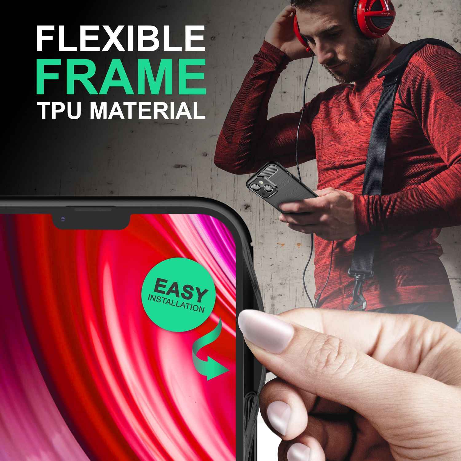 Für iPhone 14 Plus Hülle Carbon Look Schwarz Rutschfest Handyhülle Schutzhülle