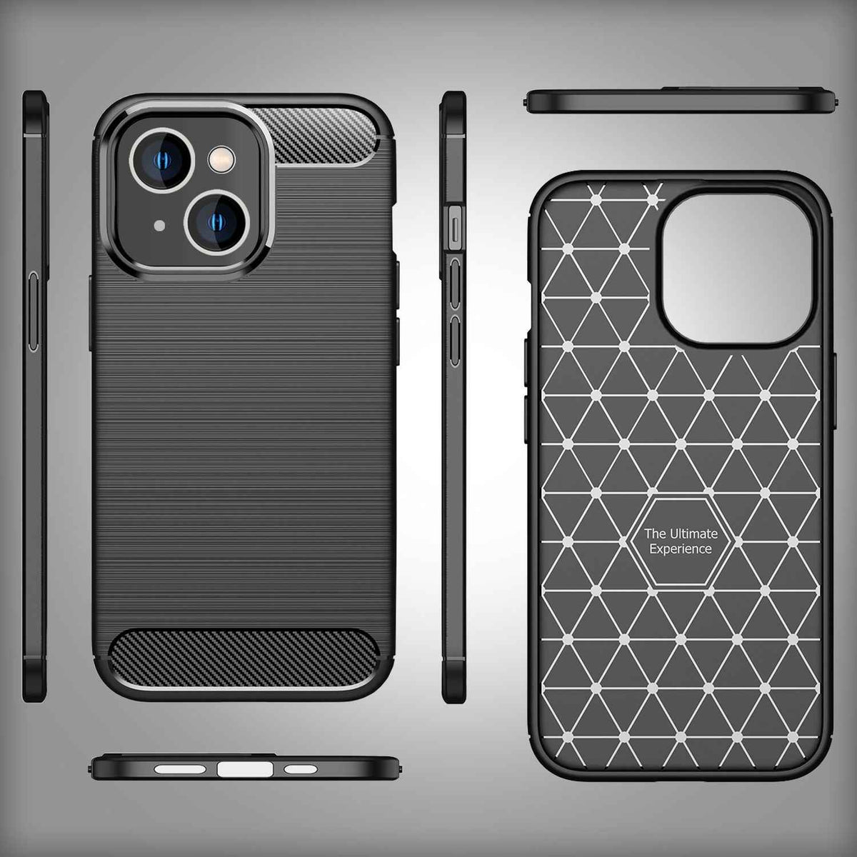 Für iPhone 14 Plus Hülle Carbon Look Schwarz Rutschfest Handyhülle Schutzhülle