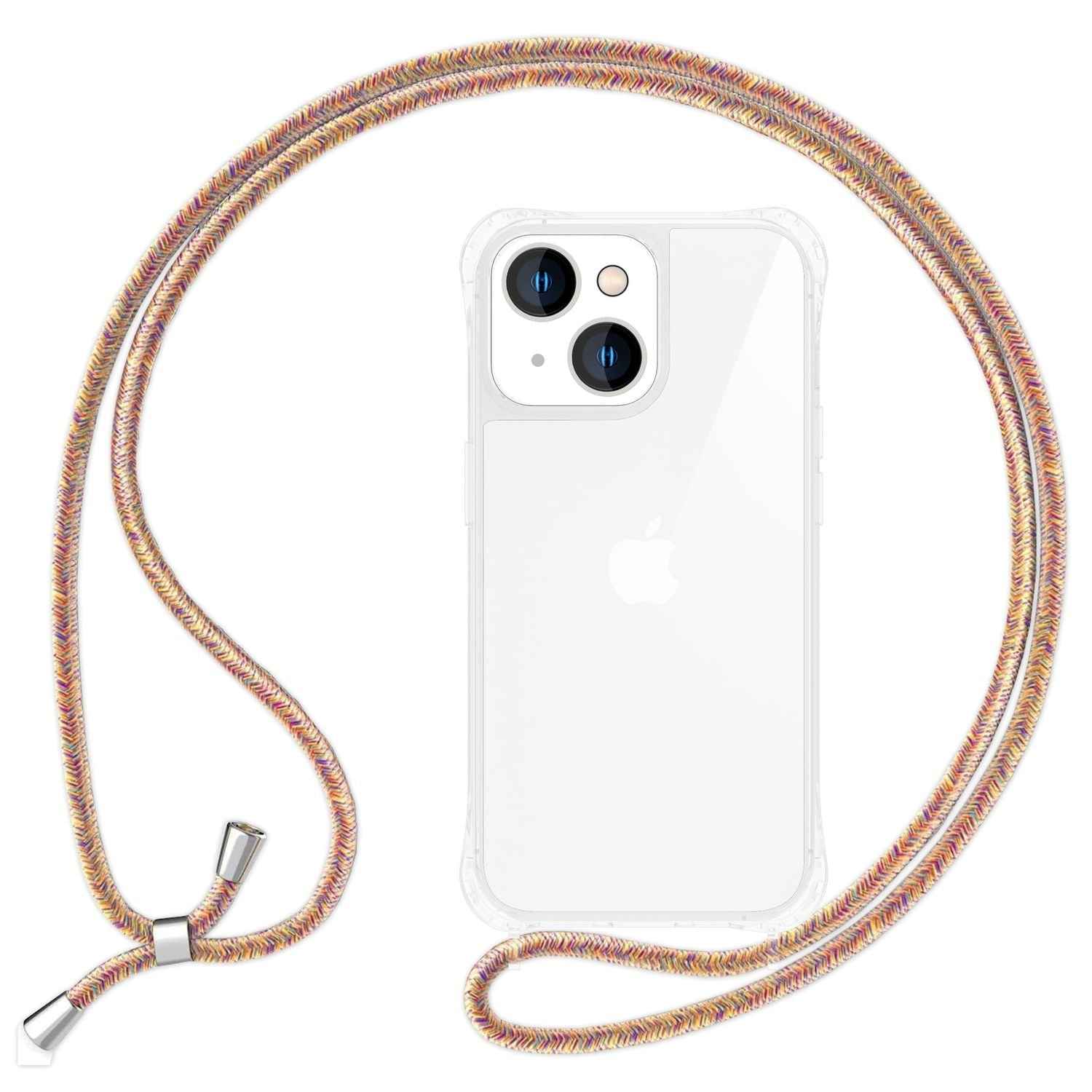Hülle mit Kette für iPhone 14 - Klare Handyhülle mit Schnur Band zum Umhängen