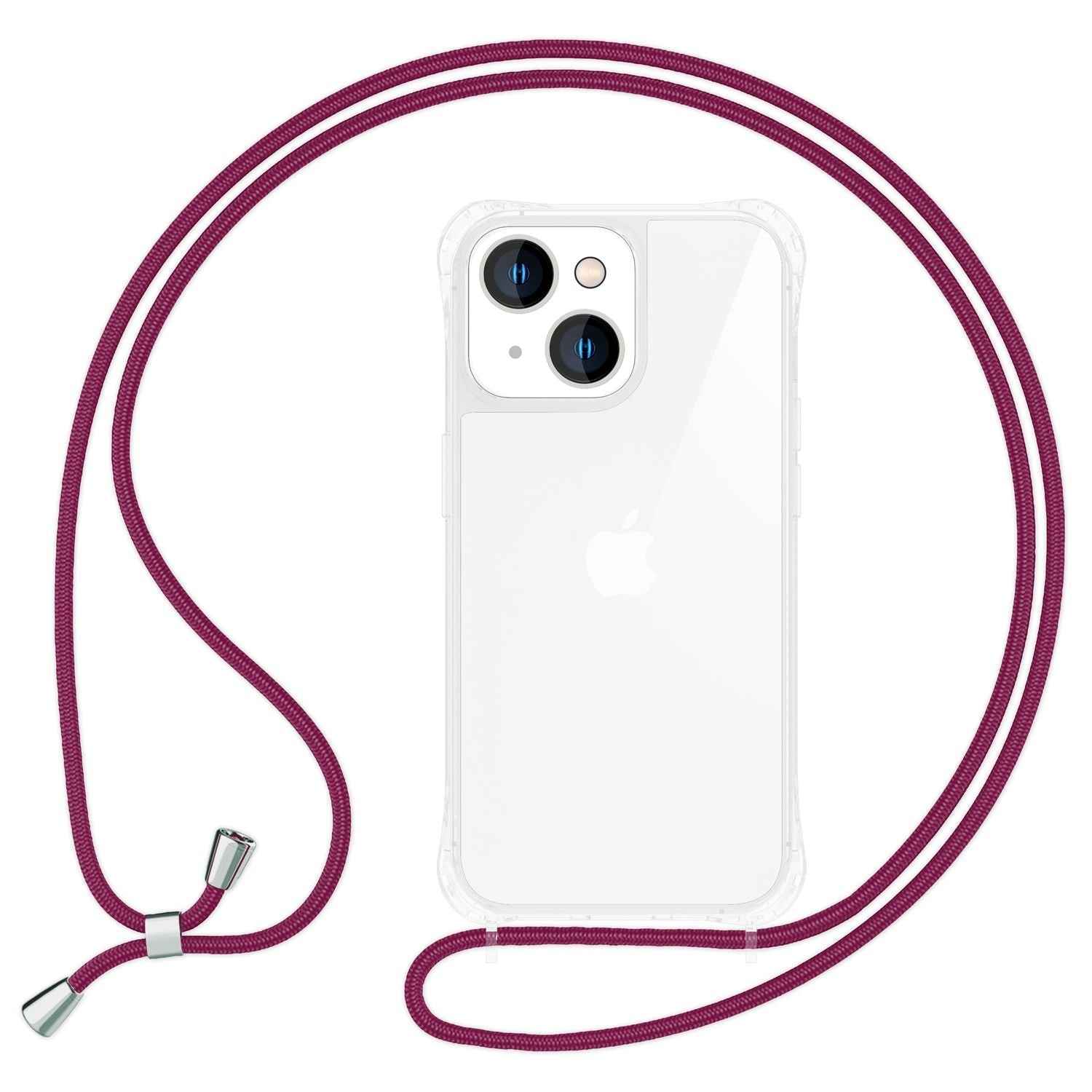 Hülle mit Kette für iPhone 14 - Klare Handyhülle mit Schnur Band zum Umhängen