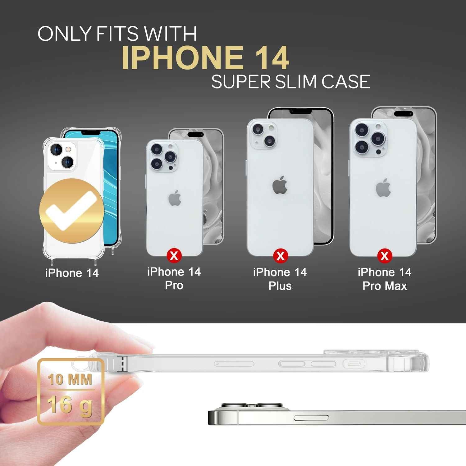 Hülle mit Kette für iPhone 14 - Klare Handyhülle mit Schnur Band zum Umhängen