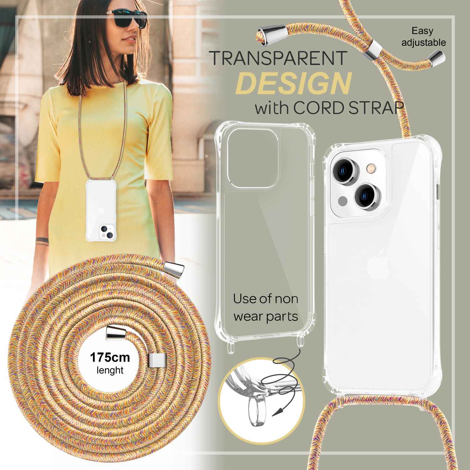 Für iPhone 14 Plus Hülle mit Band Handyhülle Schnur Handykette Kordel Umhängen