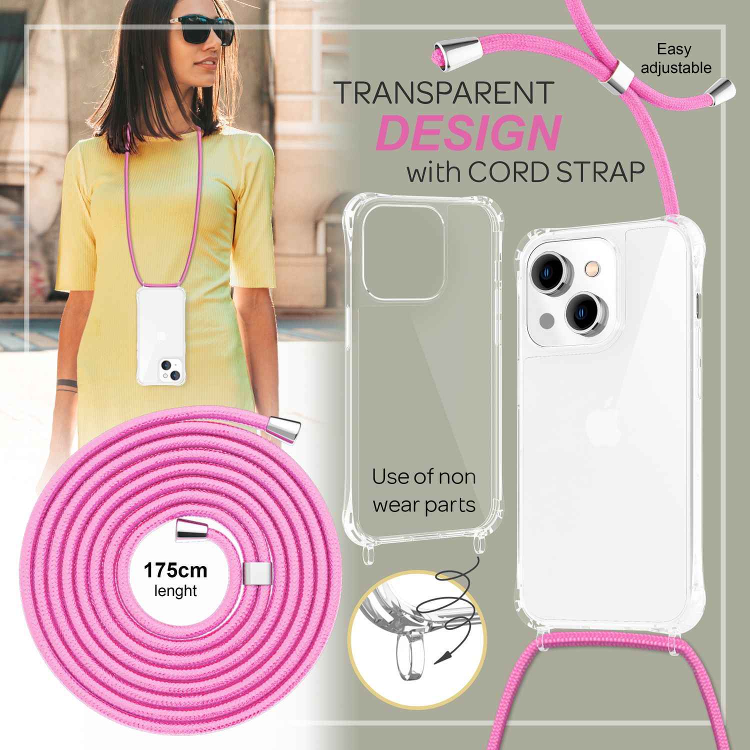 Für iPhone 14 Plus Hülle mit Band Handyhülle Schnur Handykette Kordel Umhängen