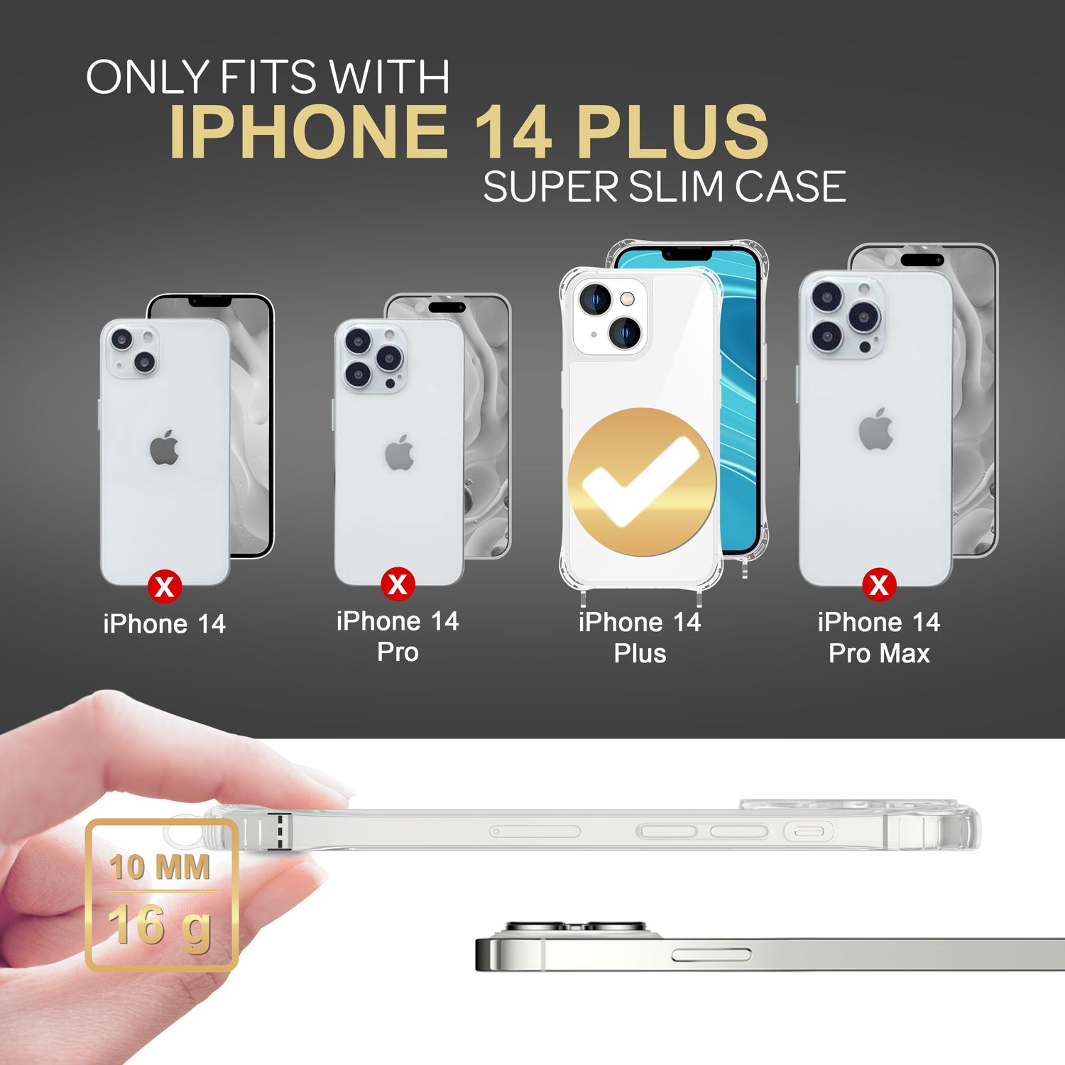 Handyhülle mit Umhängeband für iPhone 14 Plus Polycarbonat transparent 160 cm