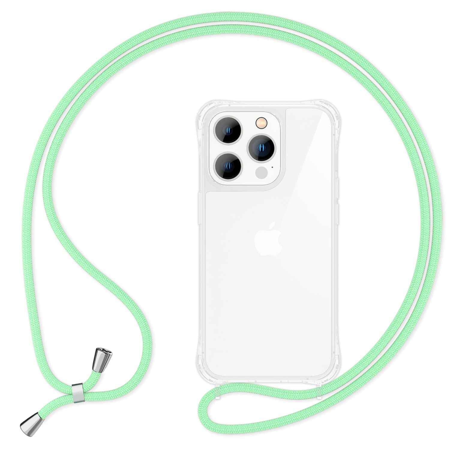 Hülle mit Kette für iPhone 14 Pro - Klare Handyhülle mit Schnur zum Umhängen