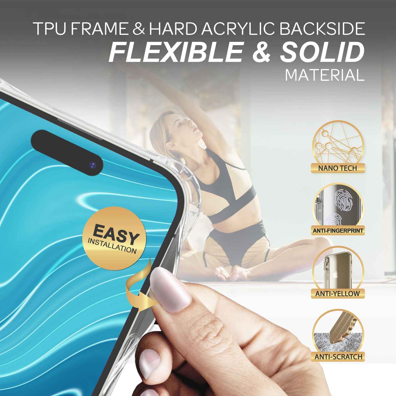 Hülle mit Kette für iPhone 14 Pro - Klare Handyhülle mit Schnur zum Umhängen