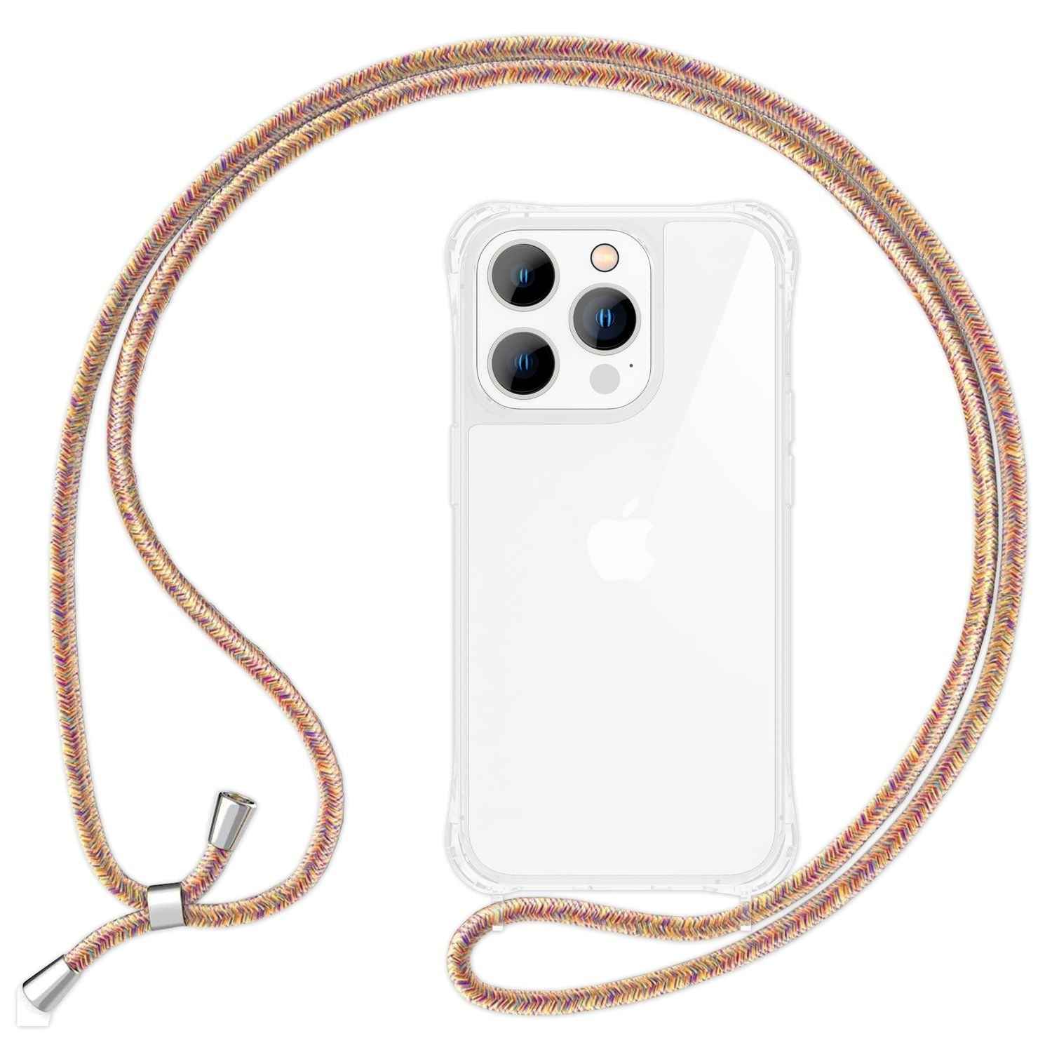 Hülle mit Kette für iPhone 14 Pro - Klare Handyhülle mit Schnur zum Umhängen