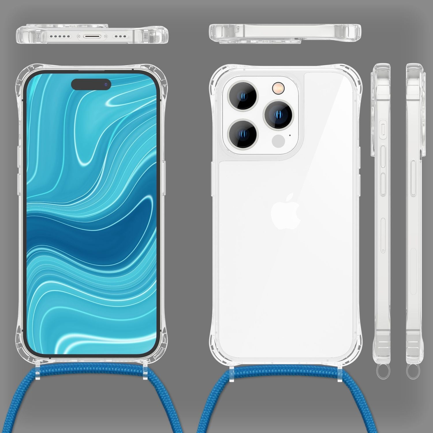 Handyhülle mit Kette für iPhone 14 Pro Max transparent Polycarbonat