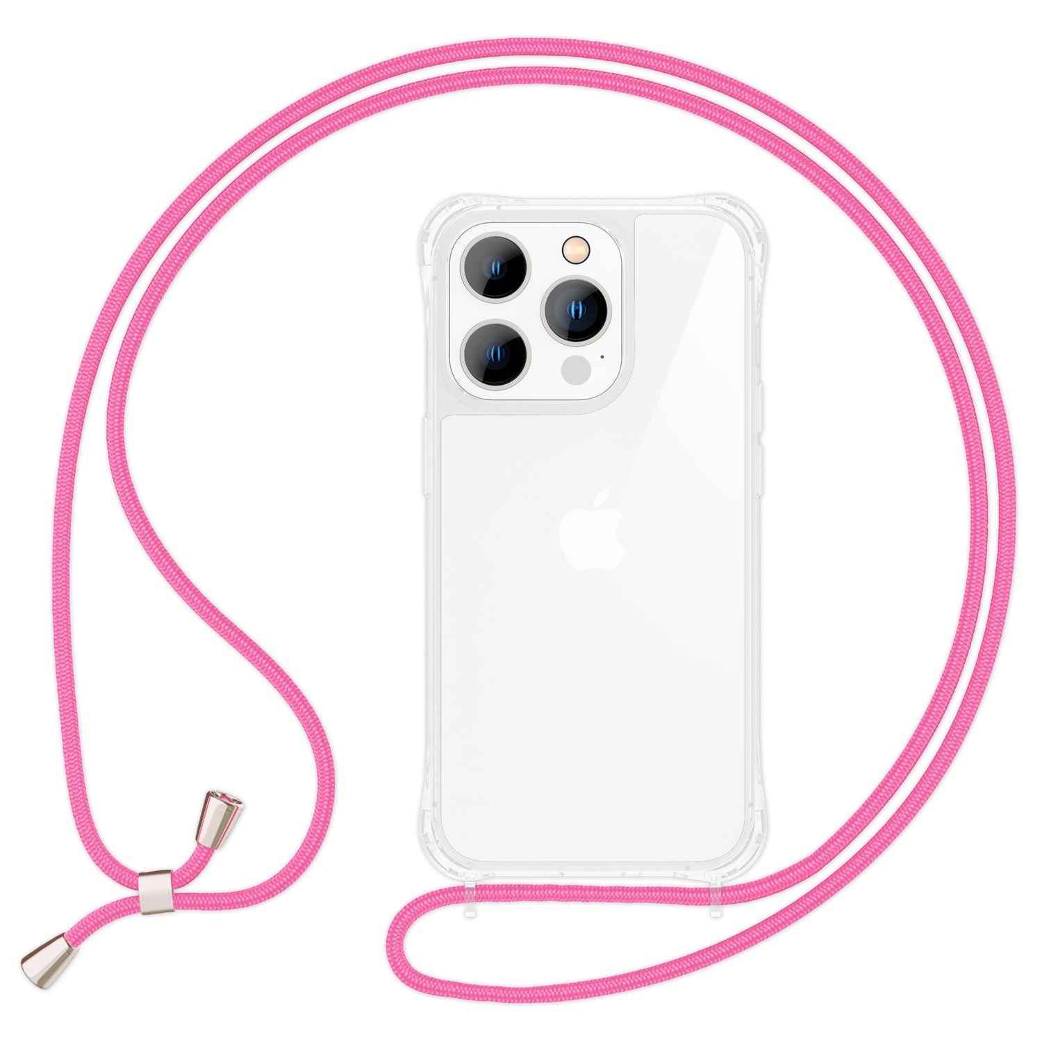Hülle mit Kette für iPhone 14 Pro Max - Klare Handyhülle mit Band zum Umhängen