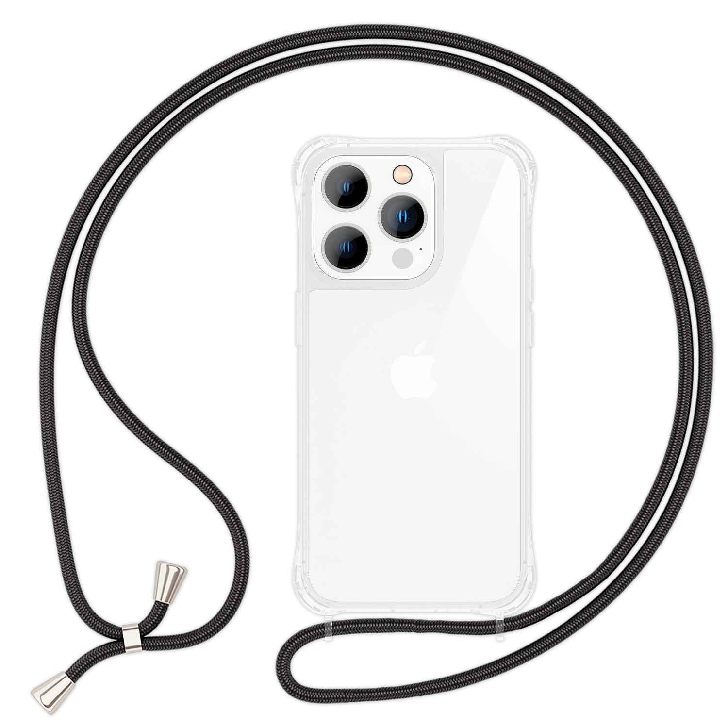 Hülle mit Kette für iPhone 14 Pro Max - Klare Handyhülle mit Band zum Umhängen
