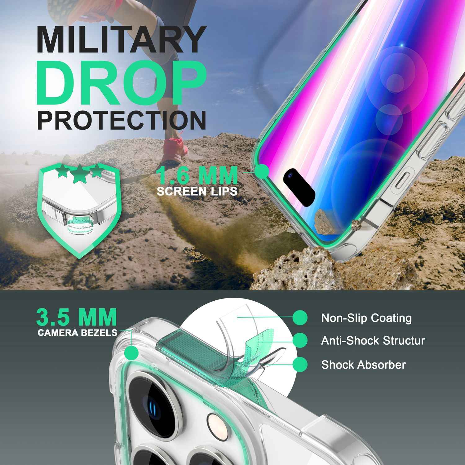 Klare Hülle für iPhone 14 Pro - Transparent Kratzfest Anti-Gelb Clear Acryl Case