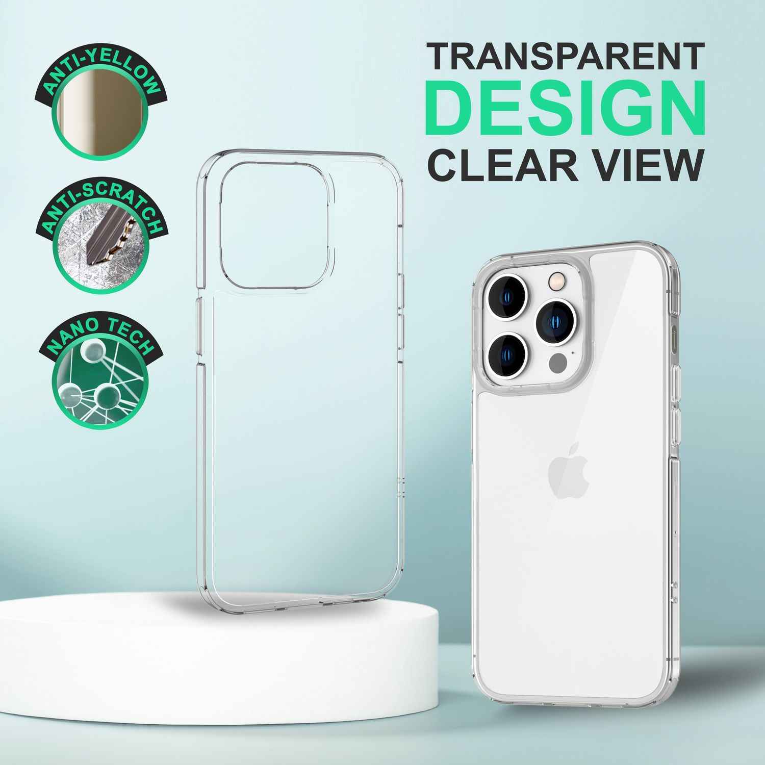 Klare Hülle für iPhone 14 Pro - Transparent Kratzfest Anti-Gelb Clear Acryl Case
