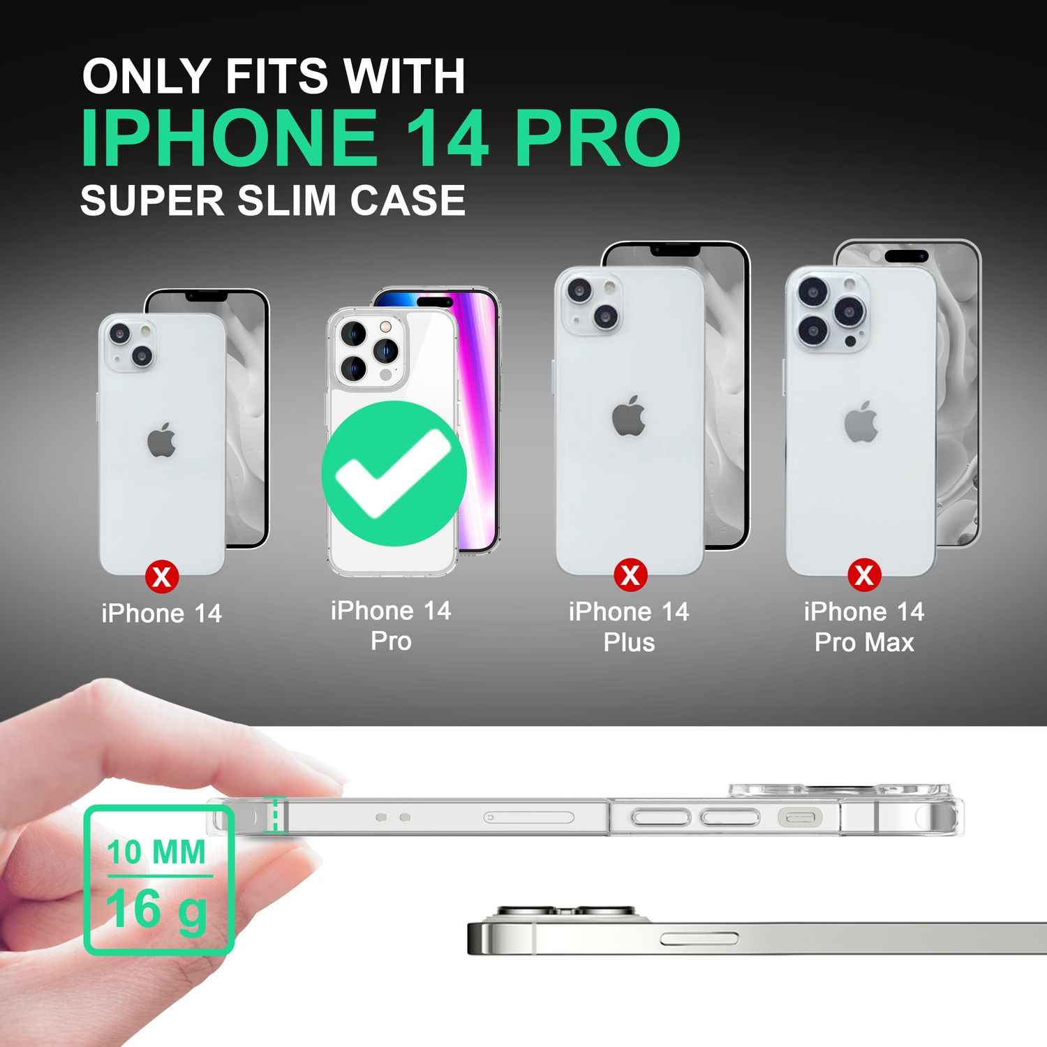 Klare Hülle für iPhone 14 Pro - Transparent Kratzfest Anti-Gelb Clear Acryl Case