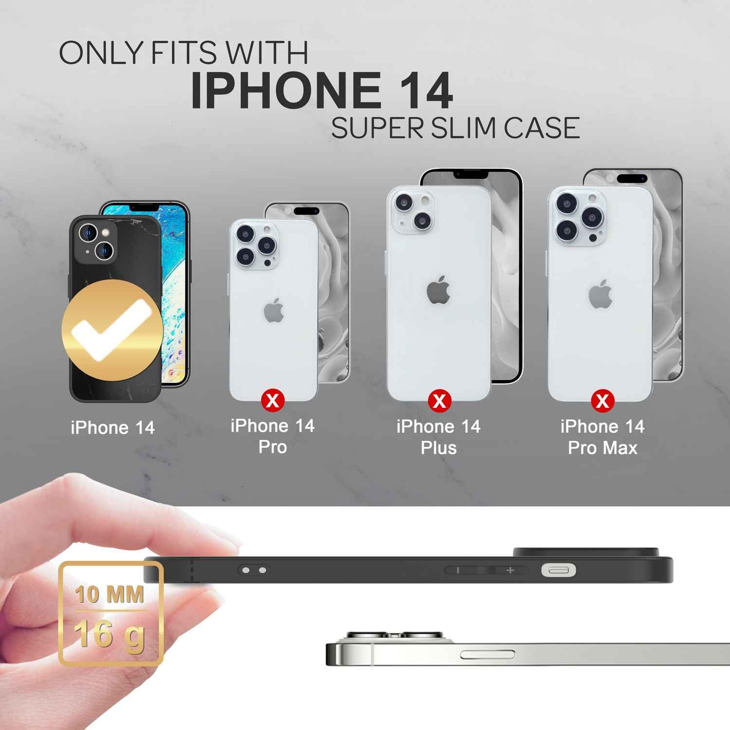 Glas Hülle für iPhone 14, Marmor Look Hardcase Silikon Rahmen Handy Schutz Cover