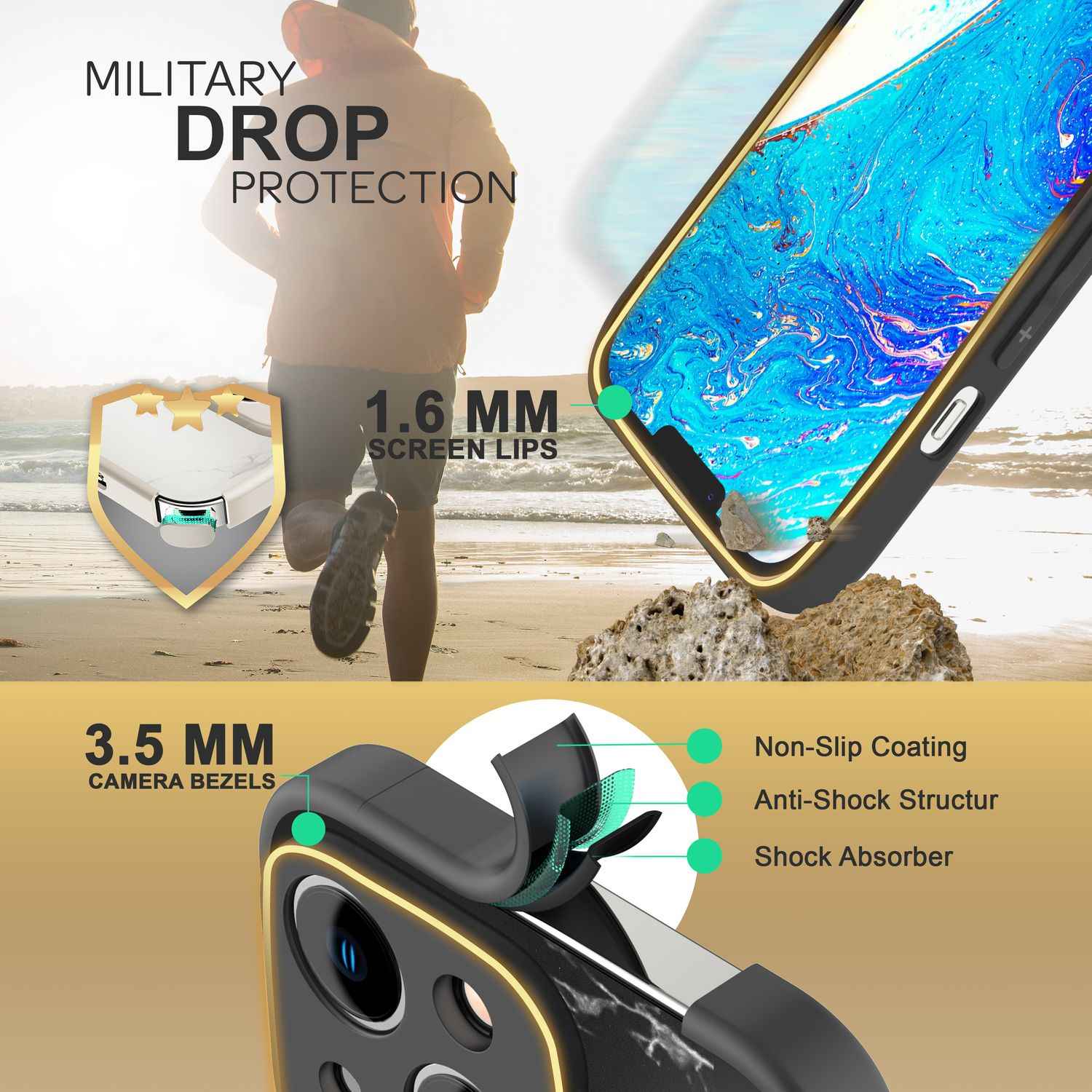 Glas Hülle für iPhone 14 Plus, Marmor Look Hardcase Silikon Rahmen Handy Cover