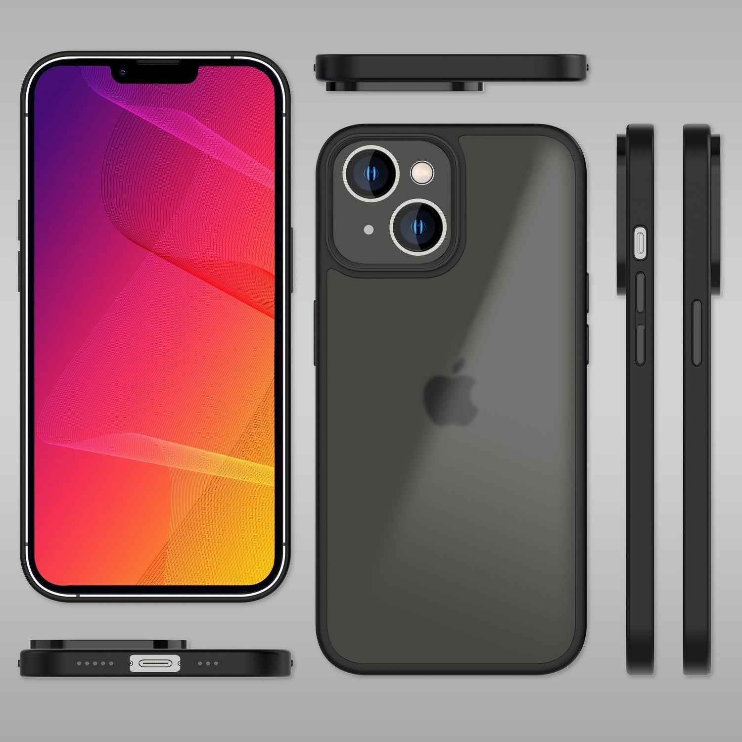 Für iPhone 14 Plus Hülle Hybrid Matt Durchscheinend Aufprall Schutz Handyhülle
