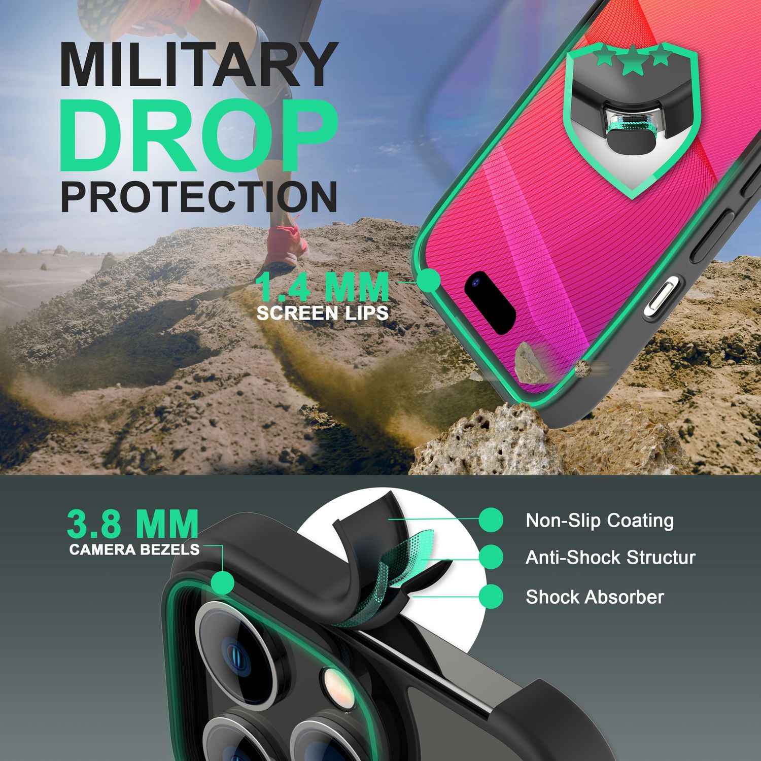 Hybrid Hülle für iPhone 14 Pro Max - Matt Cover Hard Case Silikon Schutz Rahmen