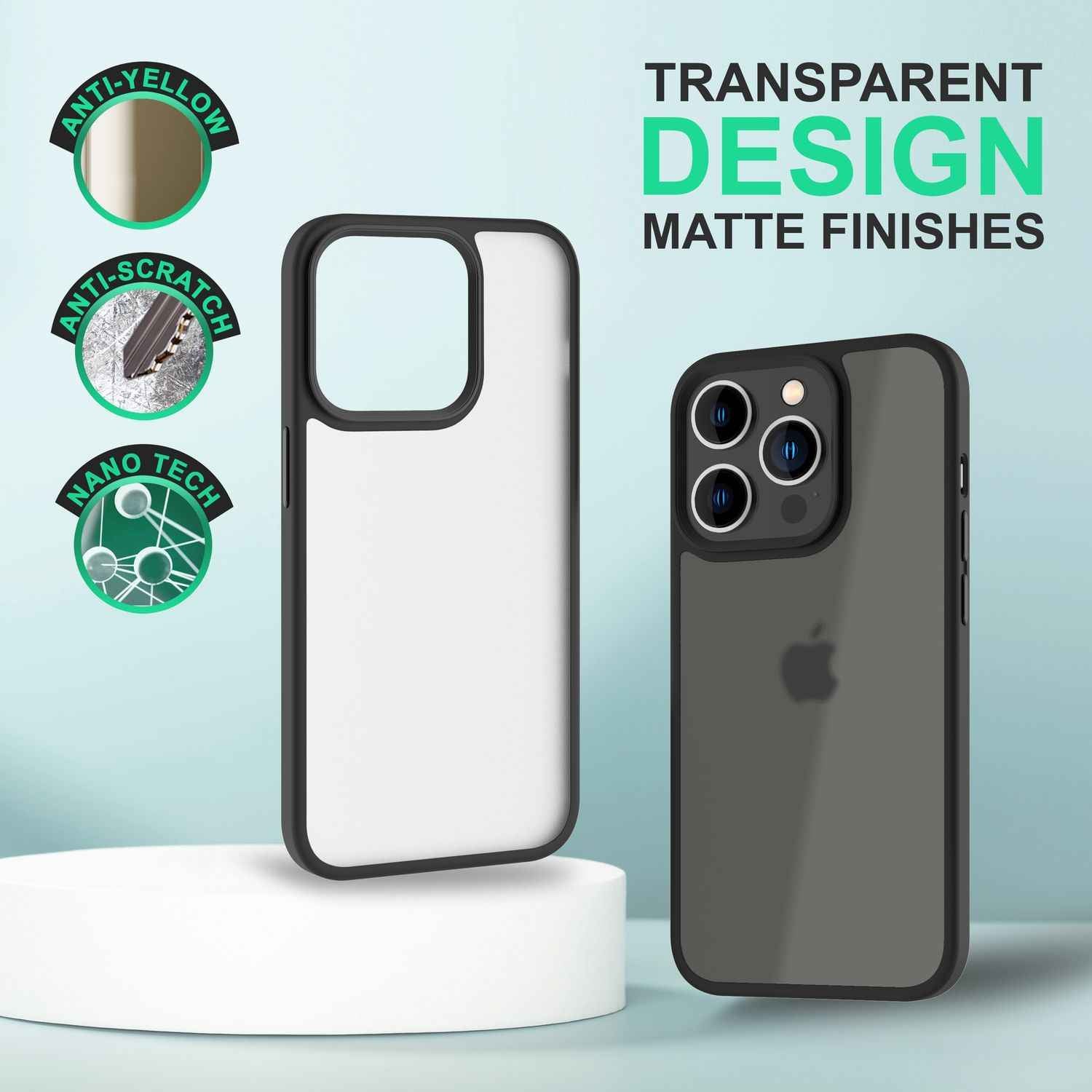 Hybrid Hülle für iPhone 14 Pro Max - Matt Cover Hard Case Silikon Schutz Rahmen
