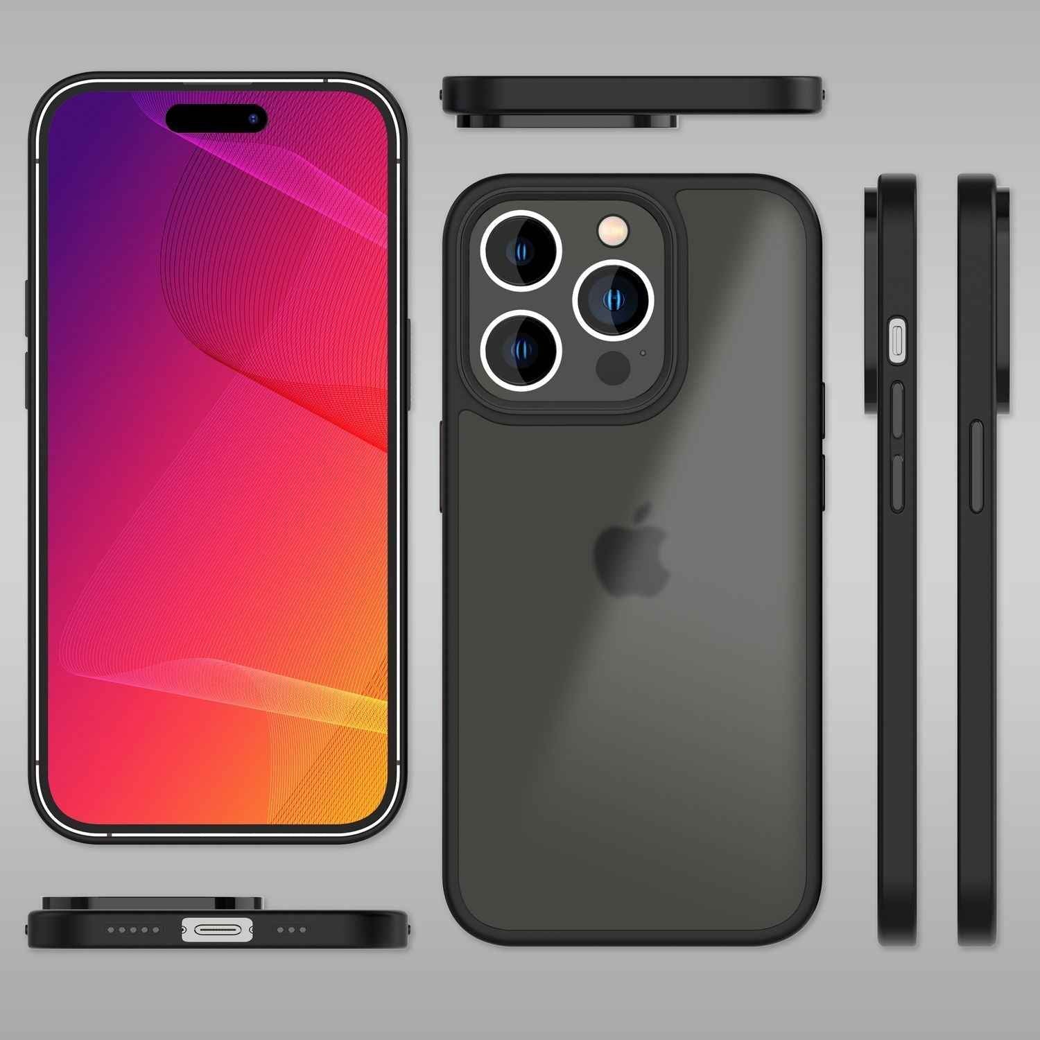 Hybrid Hülle für iPhone 14 Pro Max - Matt Cover Hard Case Silikon Schutz Rahmen