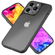 Hülle für iPhone 14 Pro Max - Carbon Look Case Halb-Transparent Matt Kratzfest